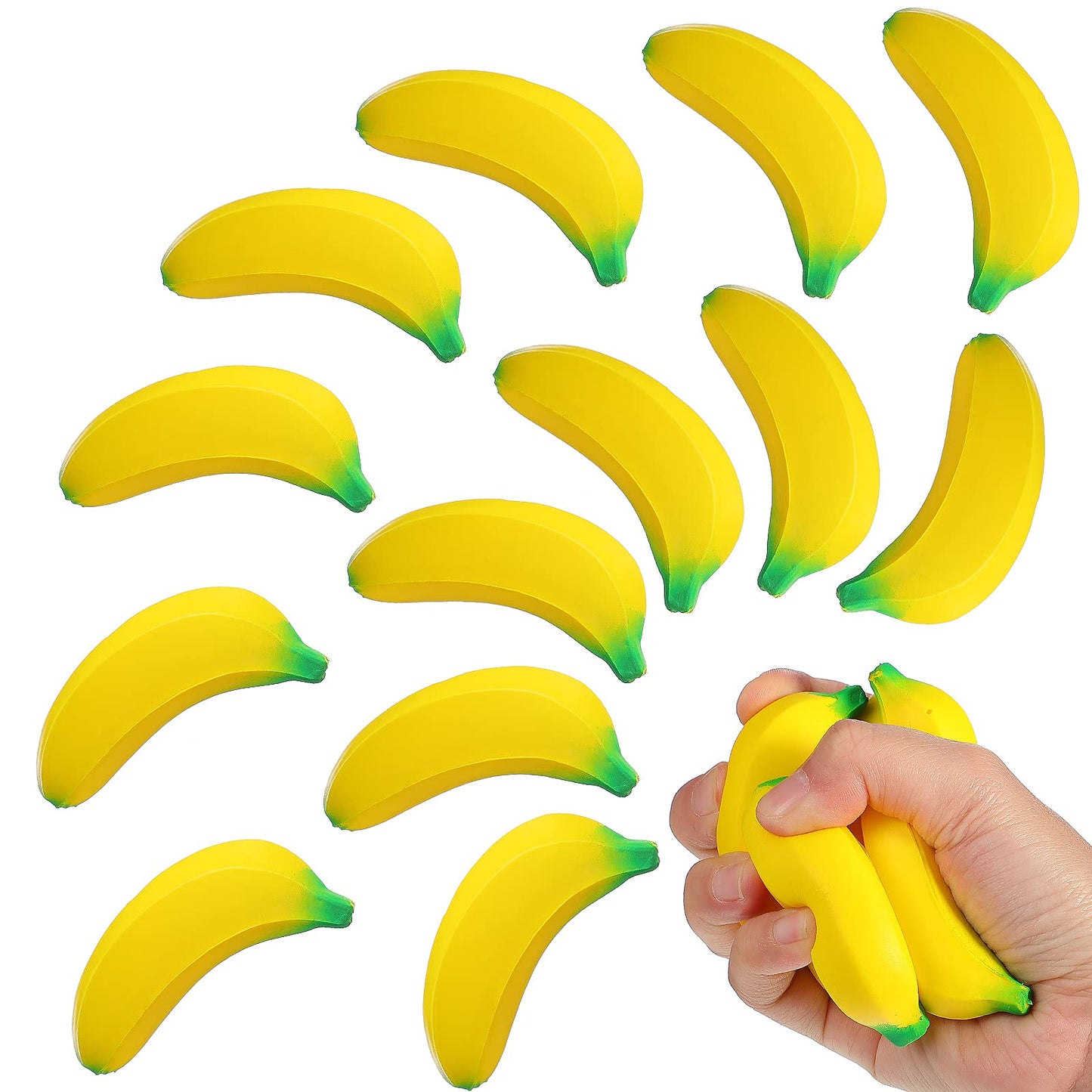 Kasyat 15 Pcs Banana Stress Toys – PU Relief Balls, 2.36 in, for Classroom, Gifts & Party Favors