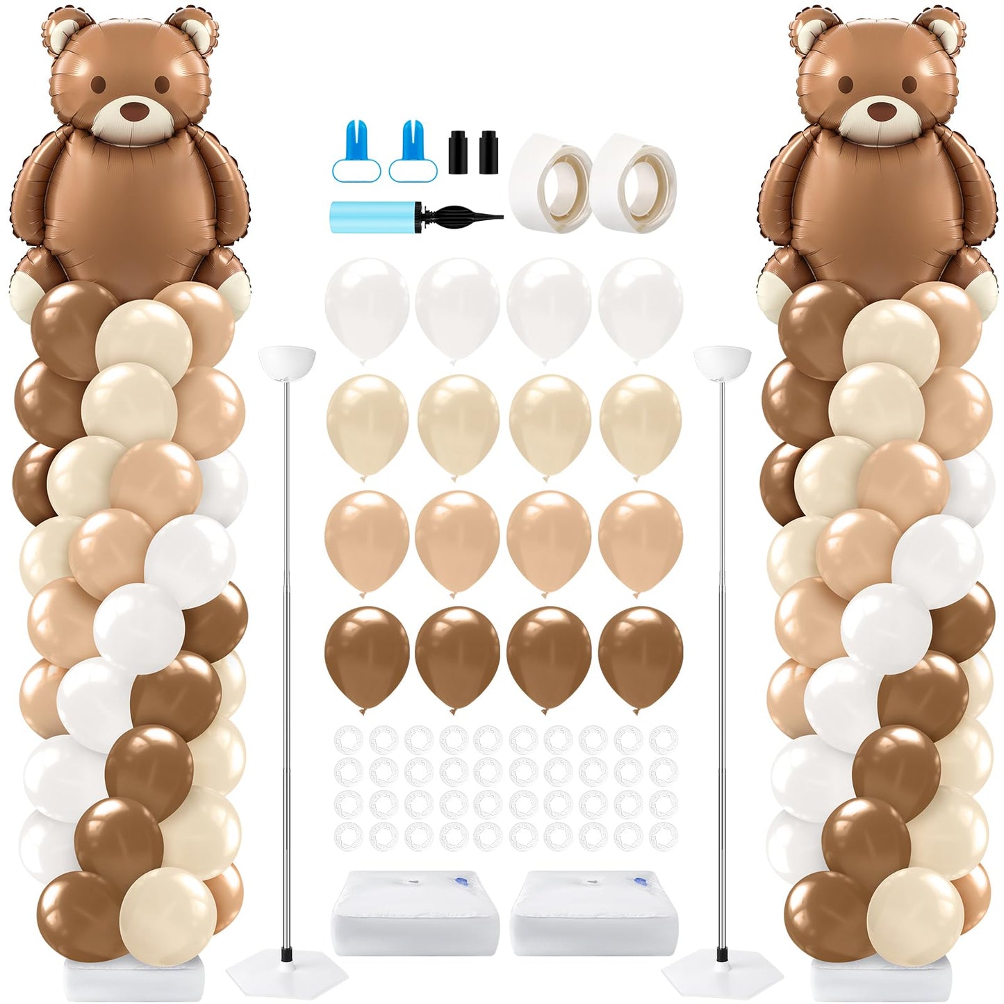 Kasyat 2-Set Bear Balloon Column Stand Kit | Baby Shower & Party Decor