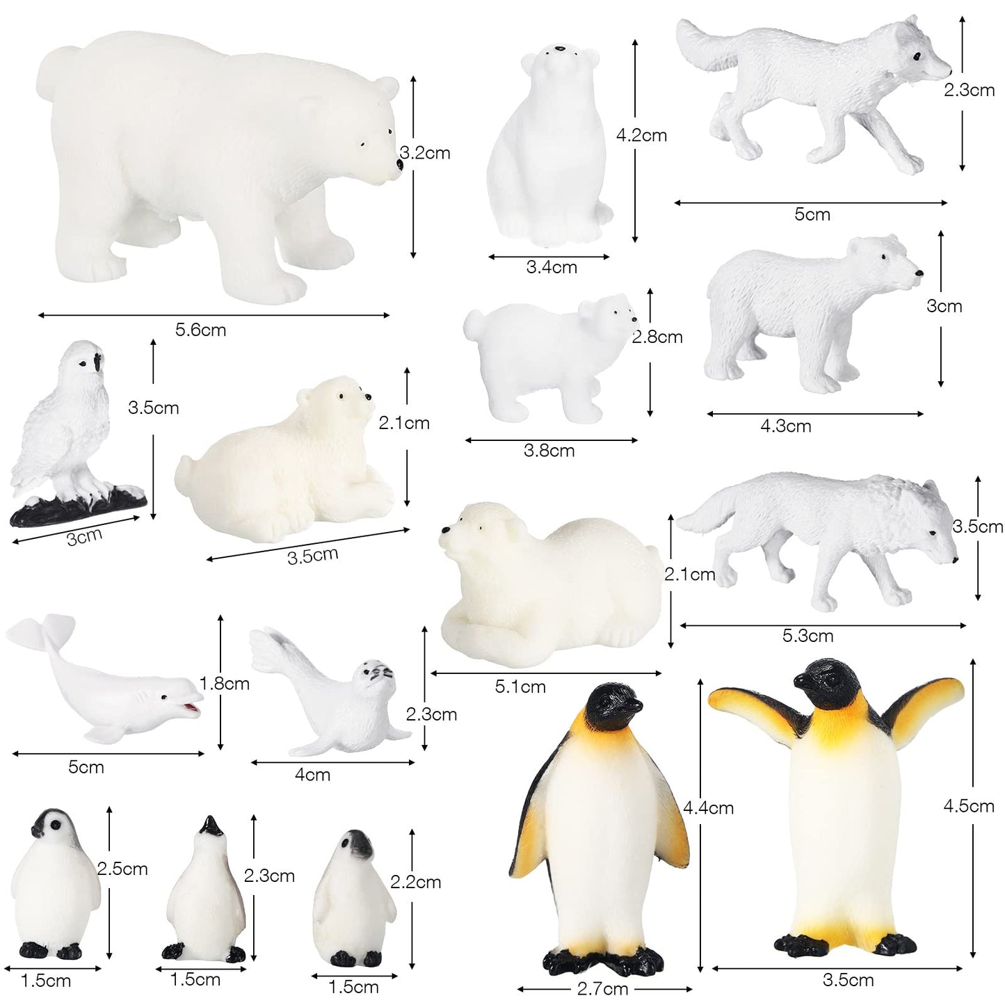 Kasyat 16 Pcs Polar Animals Figurines – Arctic Figures for Party Decor