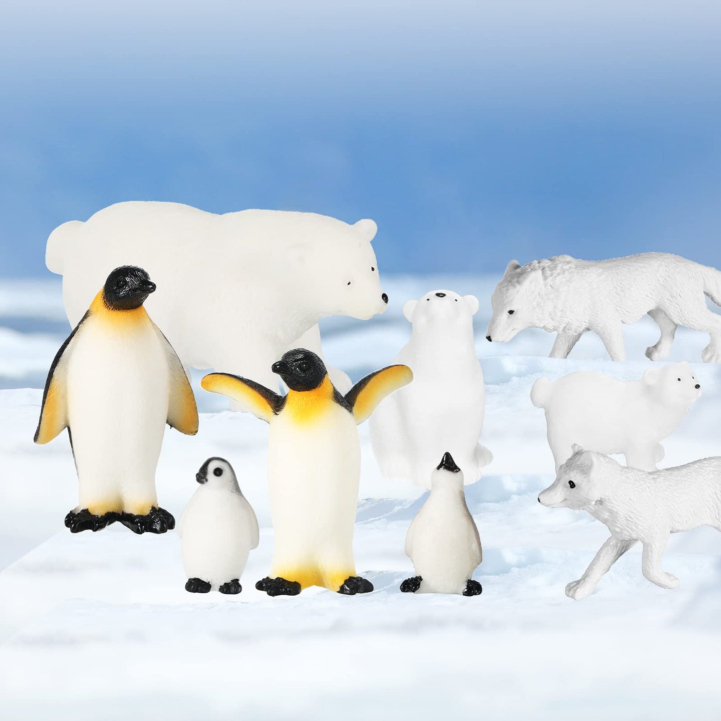 Kasyat 16 Pcs Polar Animals Figurines – Arctic Figures for Party Decor