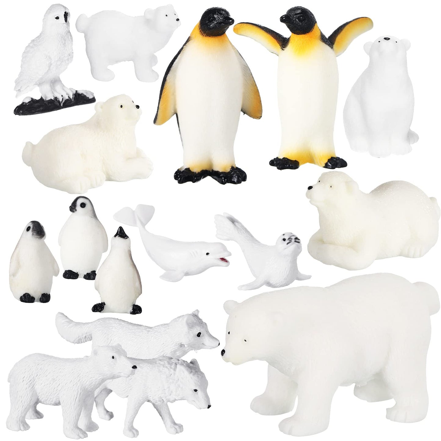 Kasyat 16 Pcs Polar Animals Figurines – Arctic Figures for Party Decor