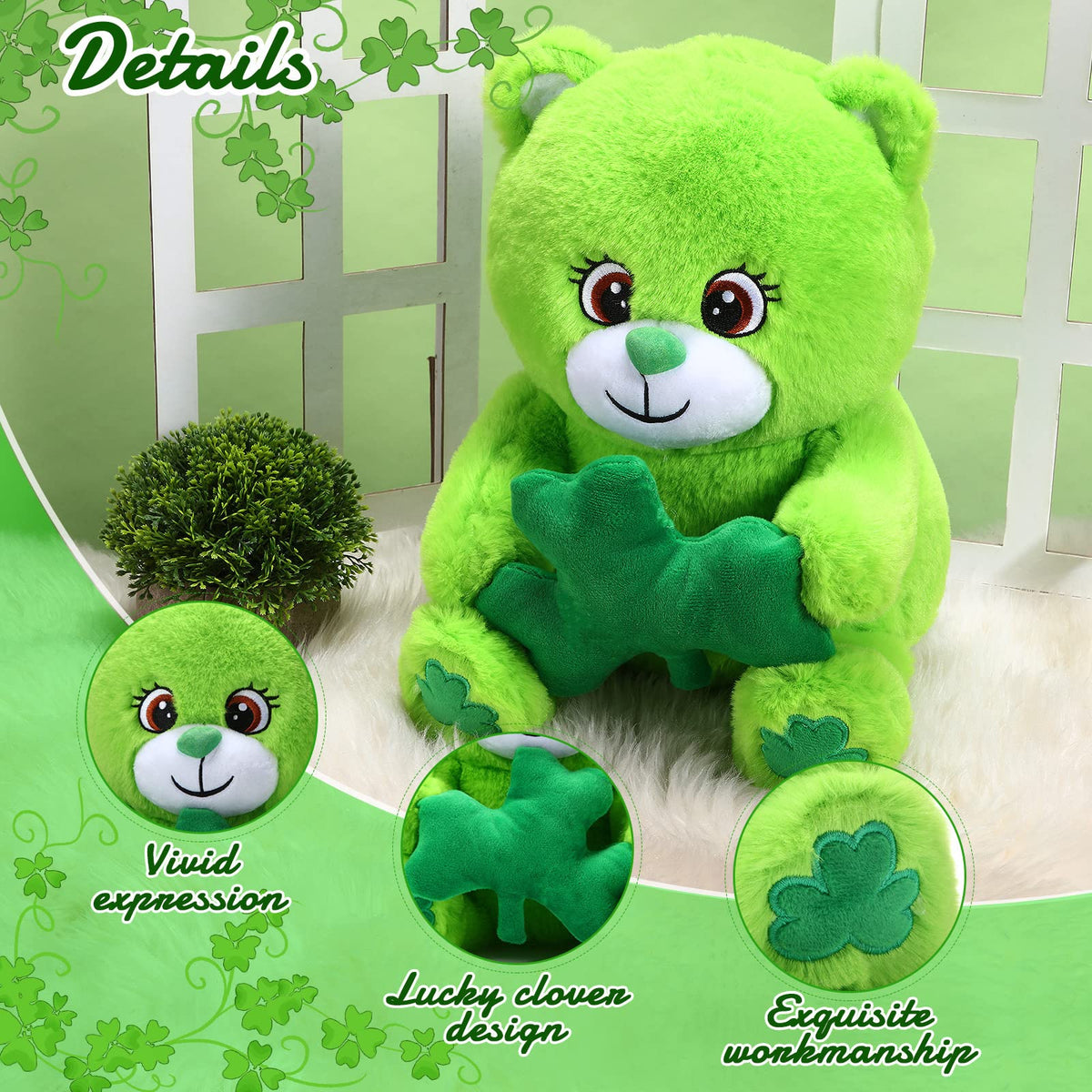 Kasyat St. Patrick's Day Bear – 12-Inch Green Plush with Shamrock