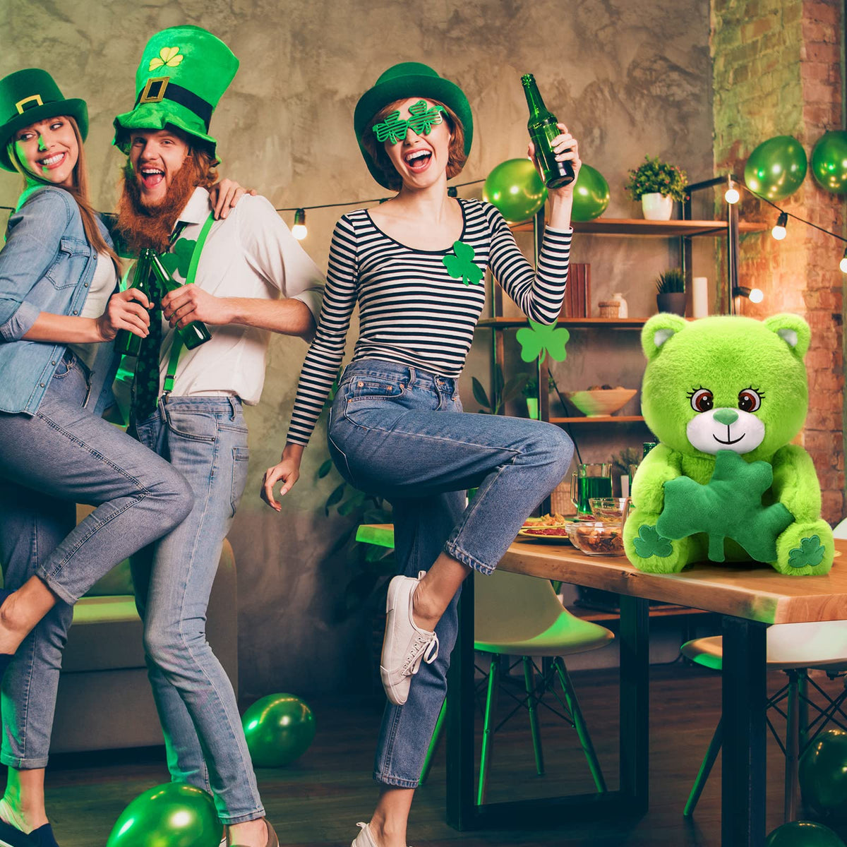 Kasyat St. Patrick's Day Bear – 12-Inch Green Plush with Shamrock