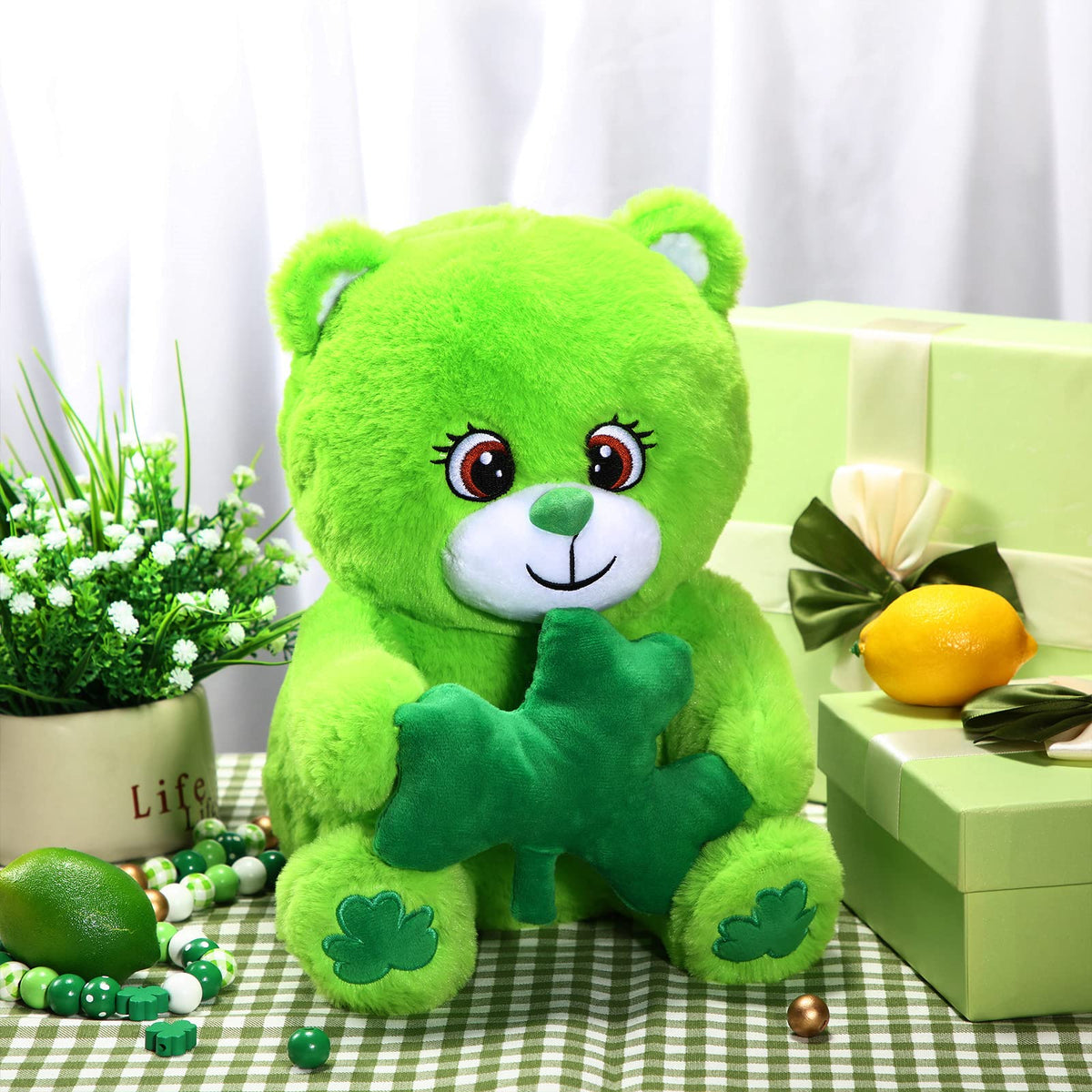 Kasyat St. Patrick's Day Bear – 12-Inch Green Plush with Shamrock