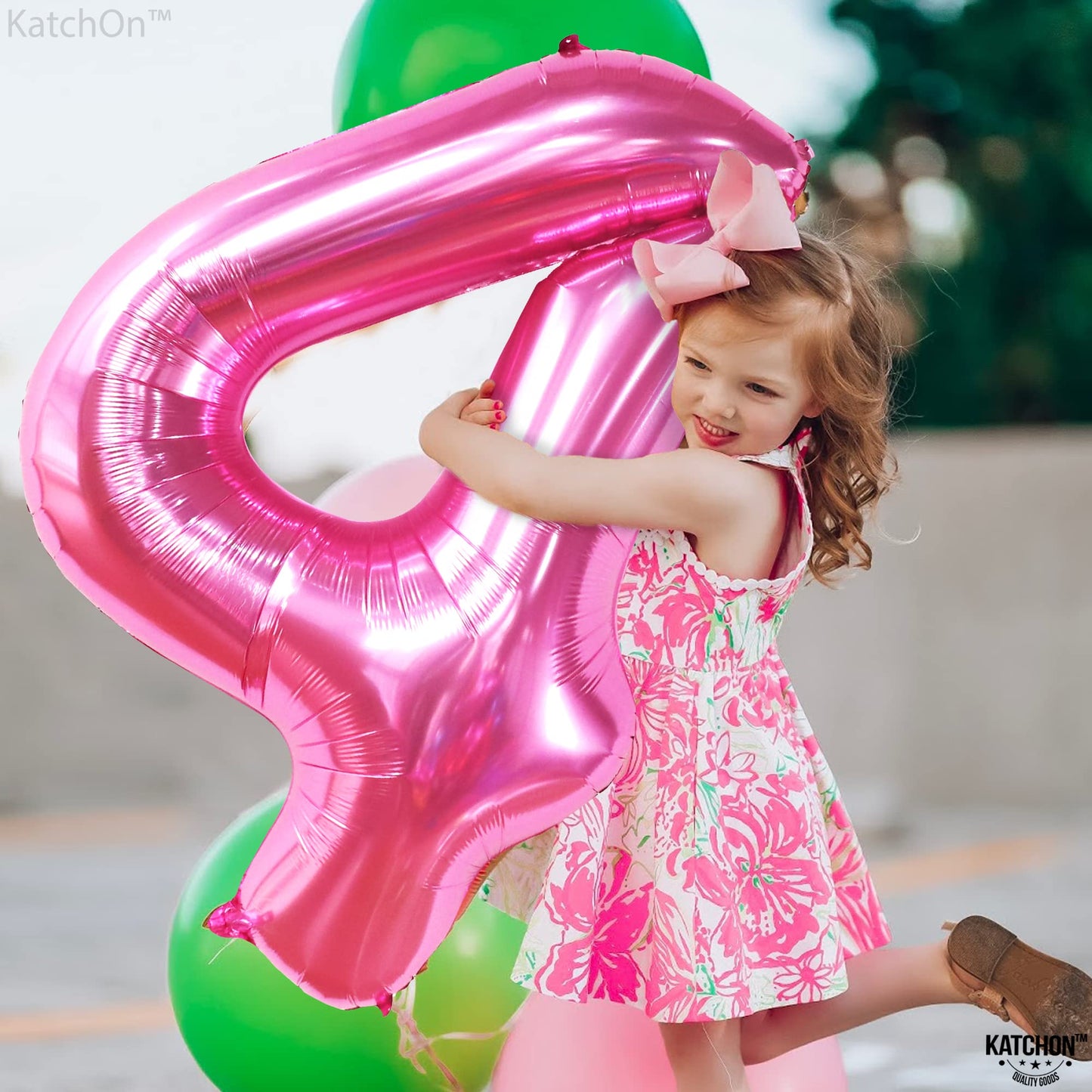 KatchOn Hot Pink 40-Inch Number 4 Balloon – 4th Birthday Party Decor