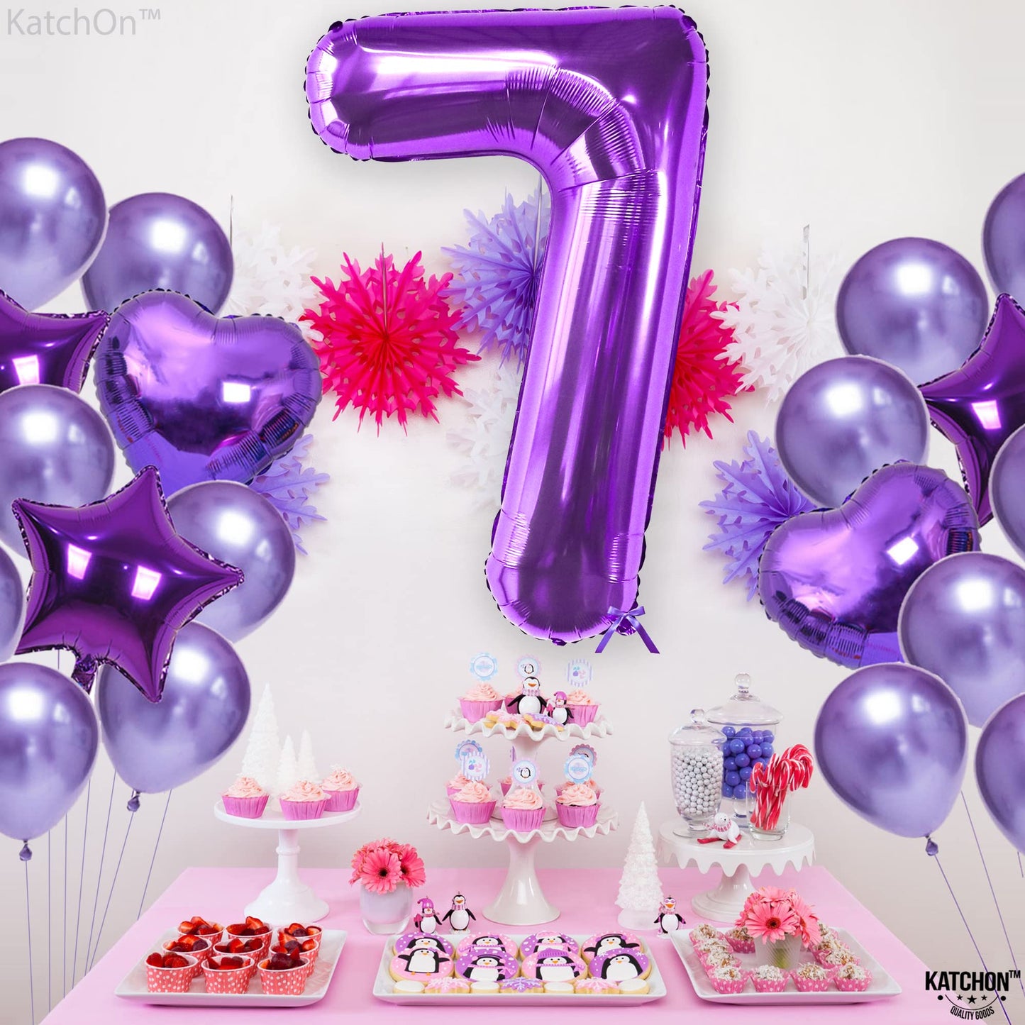 KatchOn Giant Purple Number 7 Balloon – 40 Inch | 7th Birthday Decorations