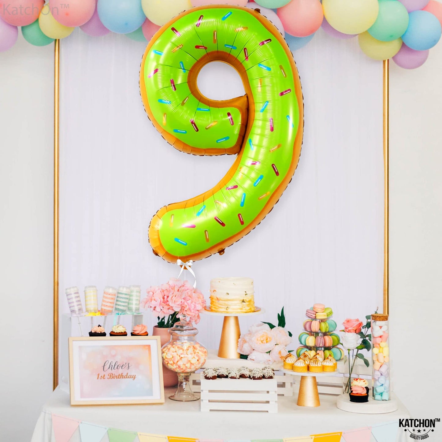 KatchOn Huge 40-Inch Donut Number 9 Balloon | 9th Birthday & Anniversary Decor