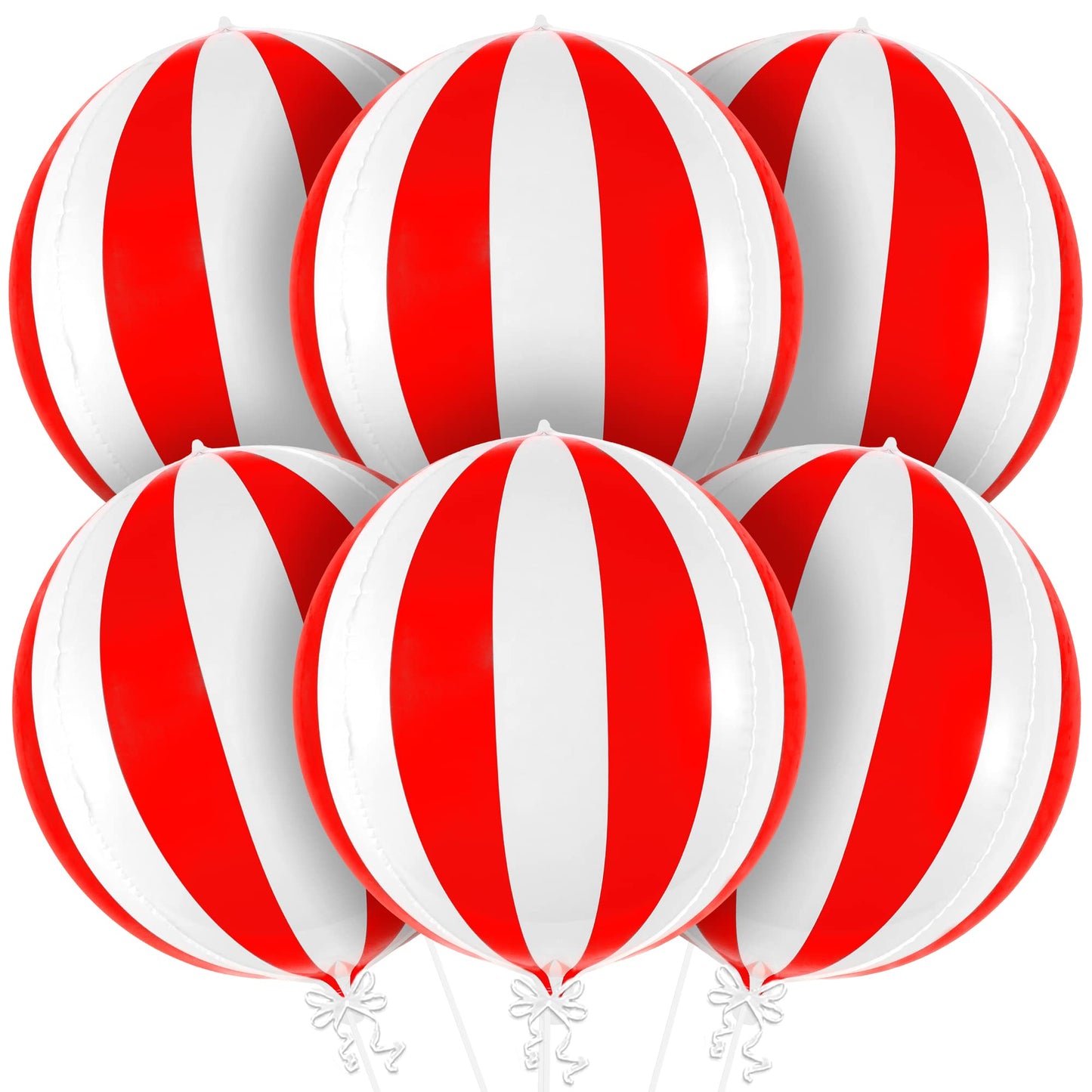 KatchOn 22-Inch Red and White Carnival Balloons Pack of 6 | Circus Theme Party Decor