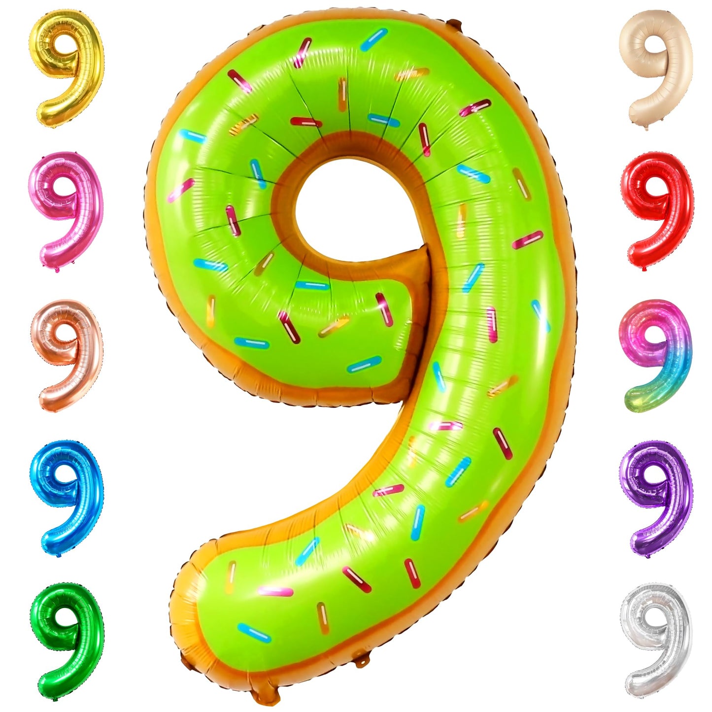 KatchOn Huge 40-Inch Donut Number 9 Balloon | 9th Birthday & Anniversary Decor