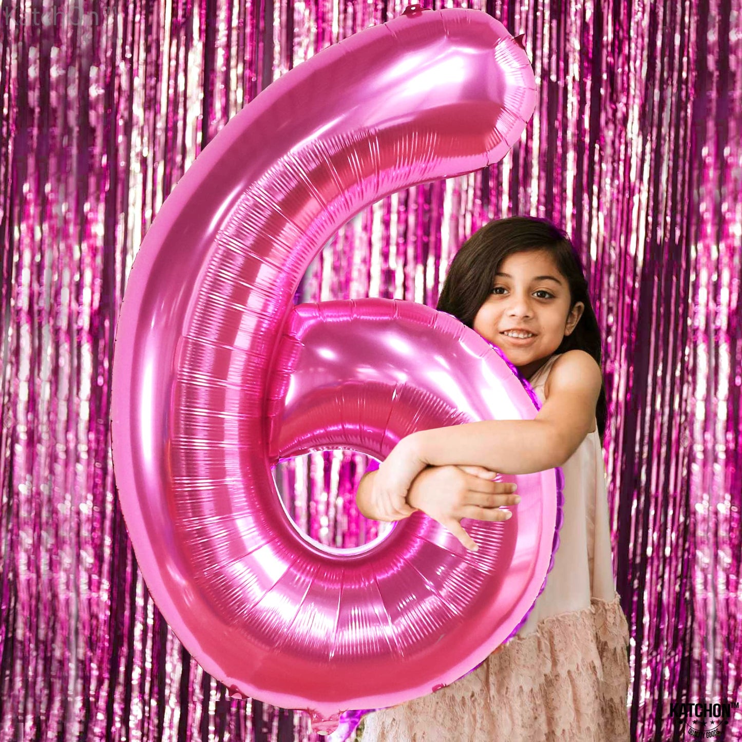 KatchOn Giant Hot Pink Number 6 Balloon - 40 Inch | 6th Birthday Decor for Girls | Pink Birthday Balloon