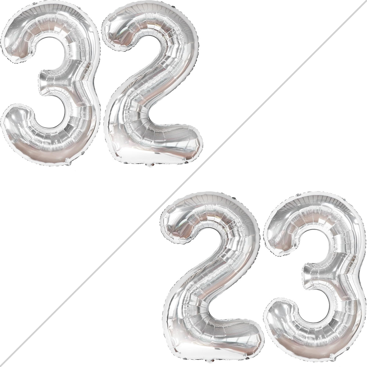 KatchOn Silver 32 Balloon Numbers – Giant 40-Inch Foil Balloons for 32nd Birthday Decorations