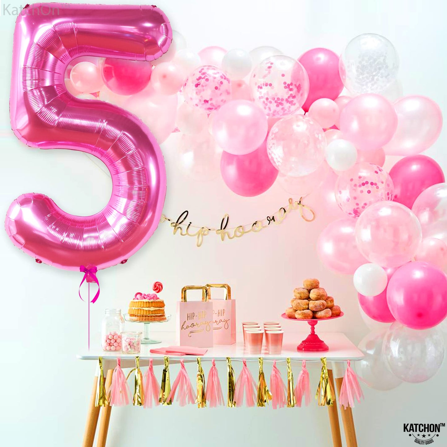 KatchOn Giant Hot Pink 40-Inch 5 Balloon – 5th Birthday Number Balloon Decor