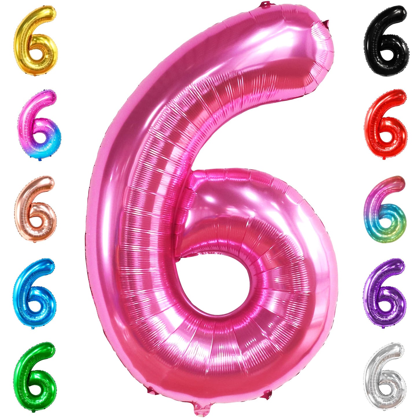 KatchOn Giant Hot Pink Number 6 Balloon - 40 Inch | 6th Birthday Decor for Girls | Pink Birthday Balloon