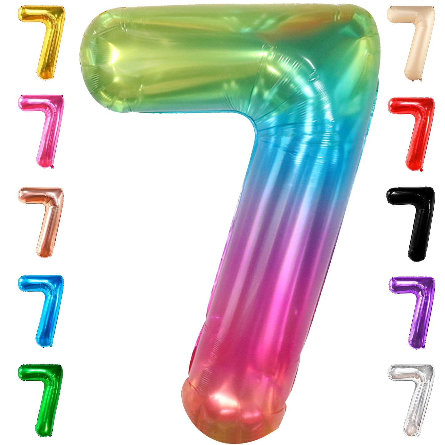 KatchOn Giant Jelly Number 7 Balloon - 40-Inch Rainbow Birthday Decor