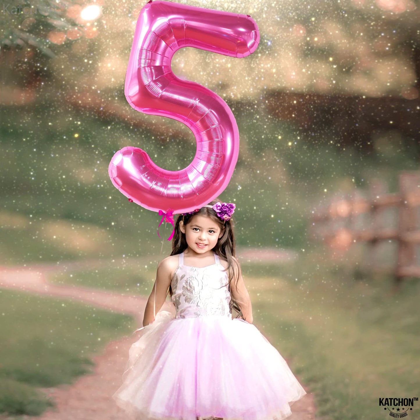 KatchOn Giant Hot Pink 40-Inch 5 Balloon – 5th Birthday Number Balloon Decor