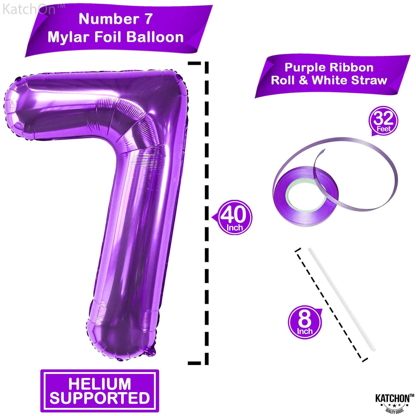 KatchOn Giant Purple Number 7 Balloon – 40 Inch | 7th Birthday Decorations