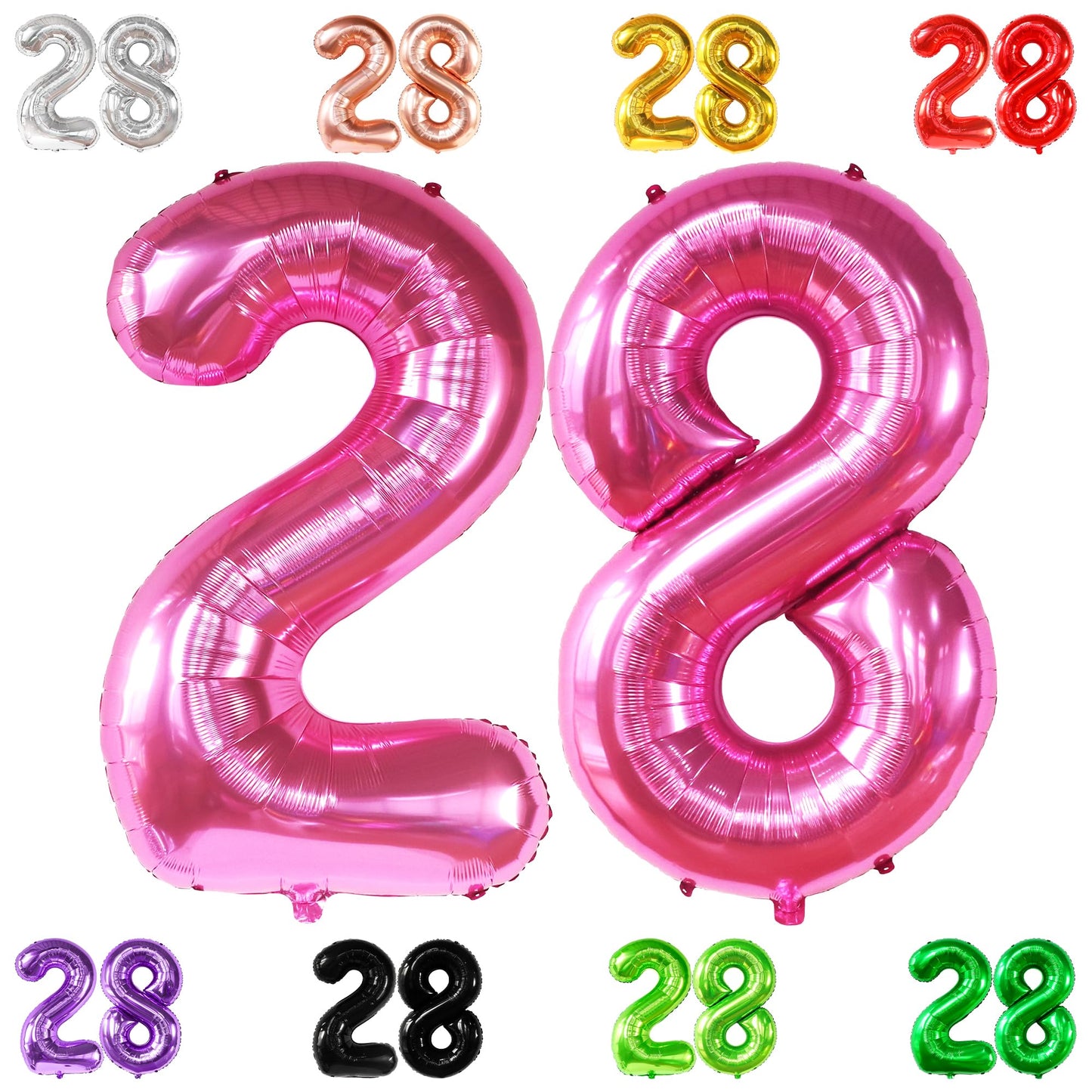 KatchOn 40-Inch Hot Pink 28 Balloon Number | 28th Birthday Decor