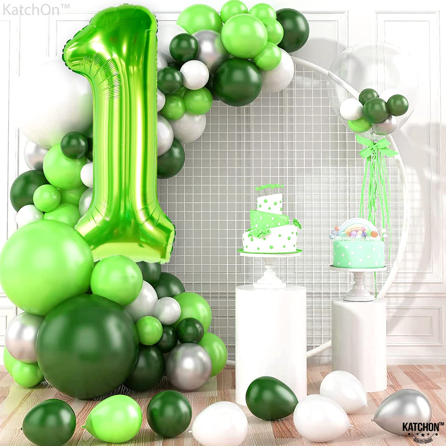 KatchOn Large Green Number 1 Balloon – 40 Inch Mylar Foil | 1st Birthday & Safari Theme Decor