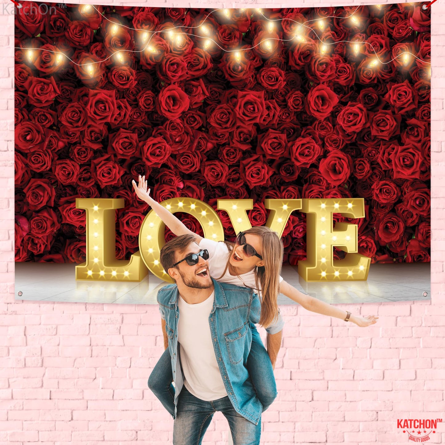 KatchOn 7x5ft Fabric Love Backdrop | Valentine Photography Backdrop
