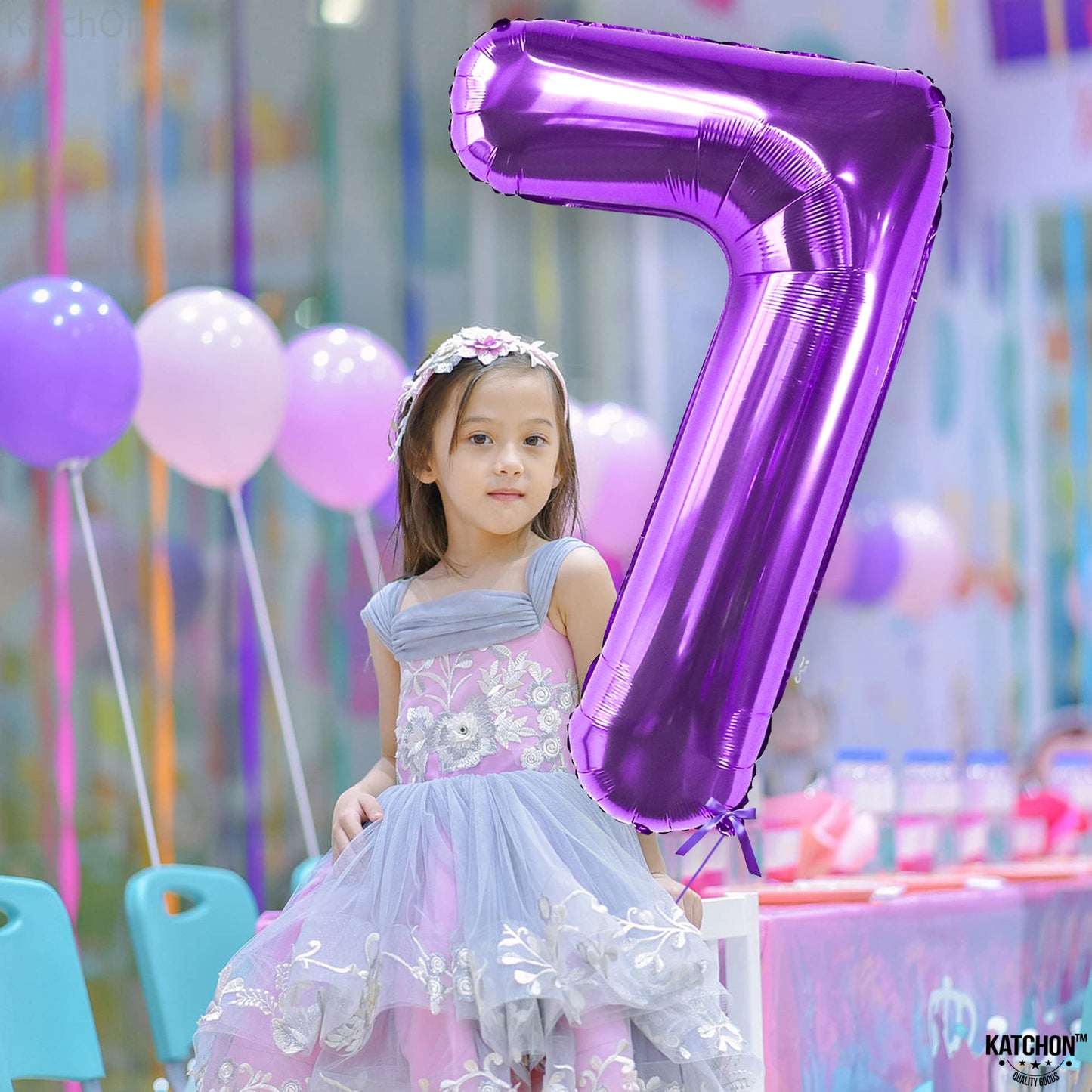 KatchOn Giant Purple Number 7 Balloon – 40 Inch | 7th Birthday Decorations