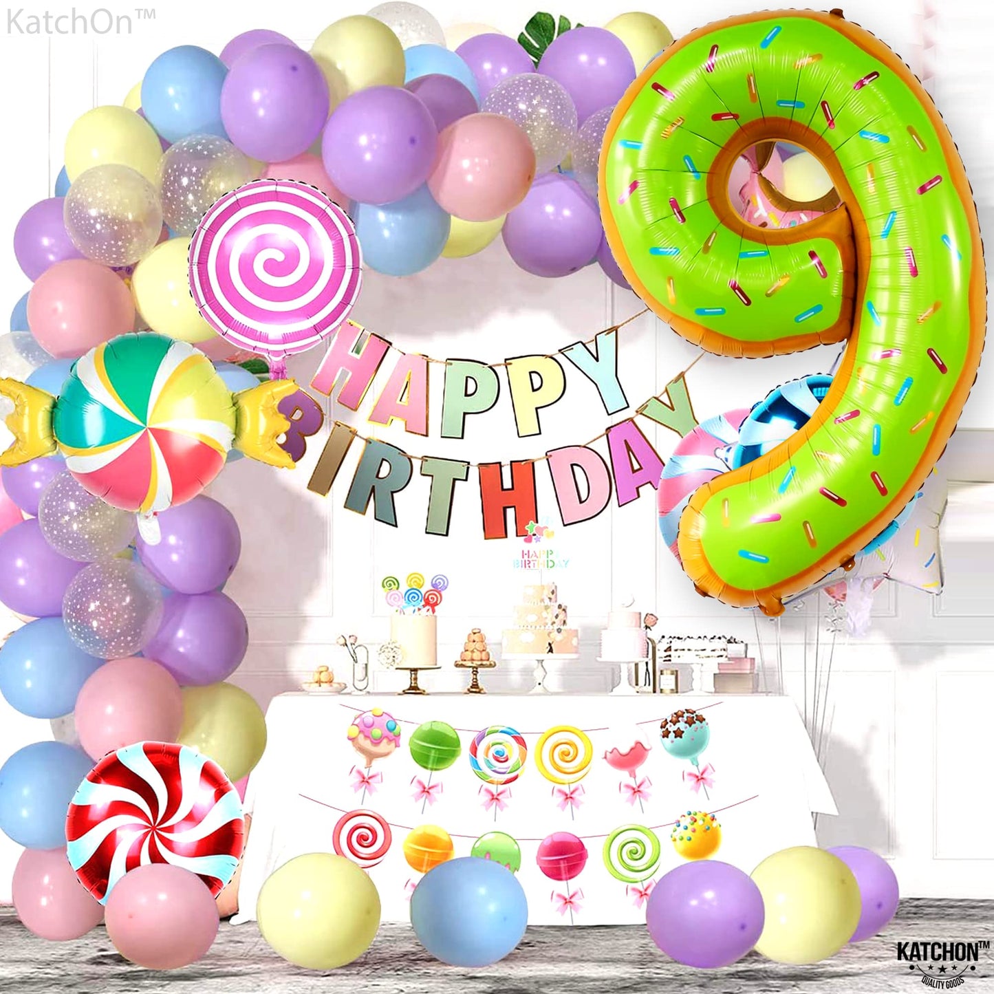 KatchOn Huge 40-Inch Donut Number 9 Balloon | 9th Birthday & Anniversary Decor