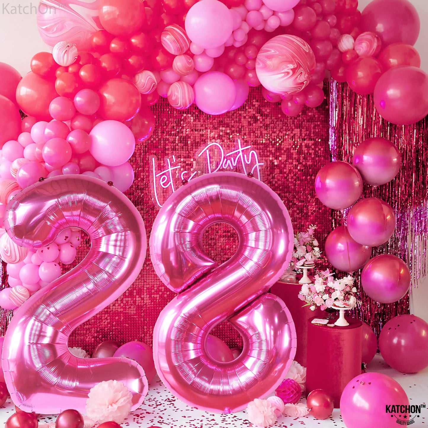 KatchOn 40-Inch Hot Pink 28 Balloon Number | 28th Birthday Decor