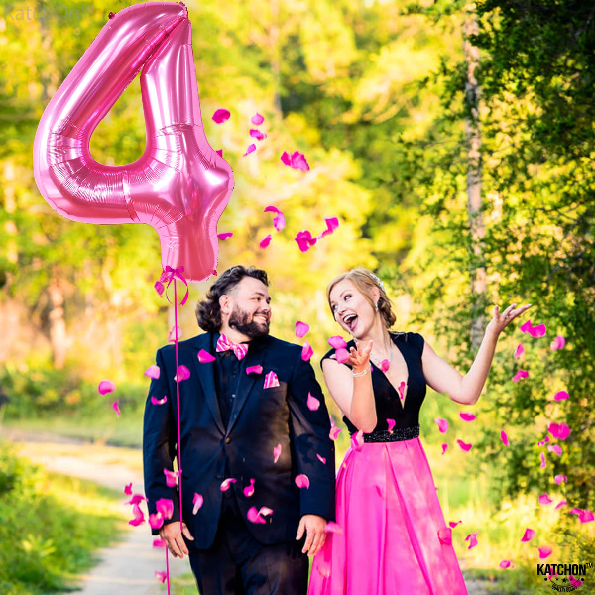 KatchOn Hot Pink 40-Inch Number 4 Balloon – 4th Birthday Party Decor