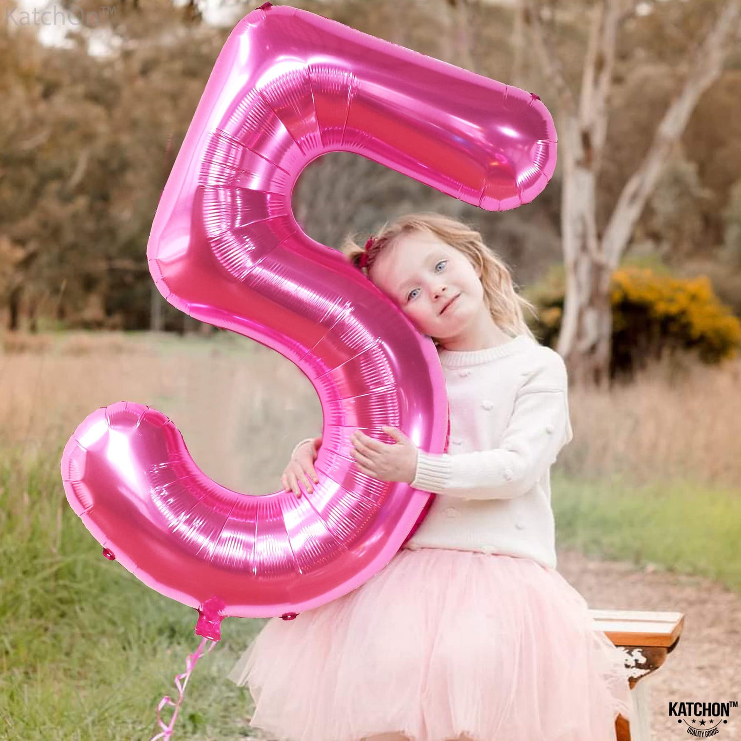 KatchOn Giant Hot Pink 40-Inch 5 Balloon – 5th Birthday Number Balloon Decor