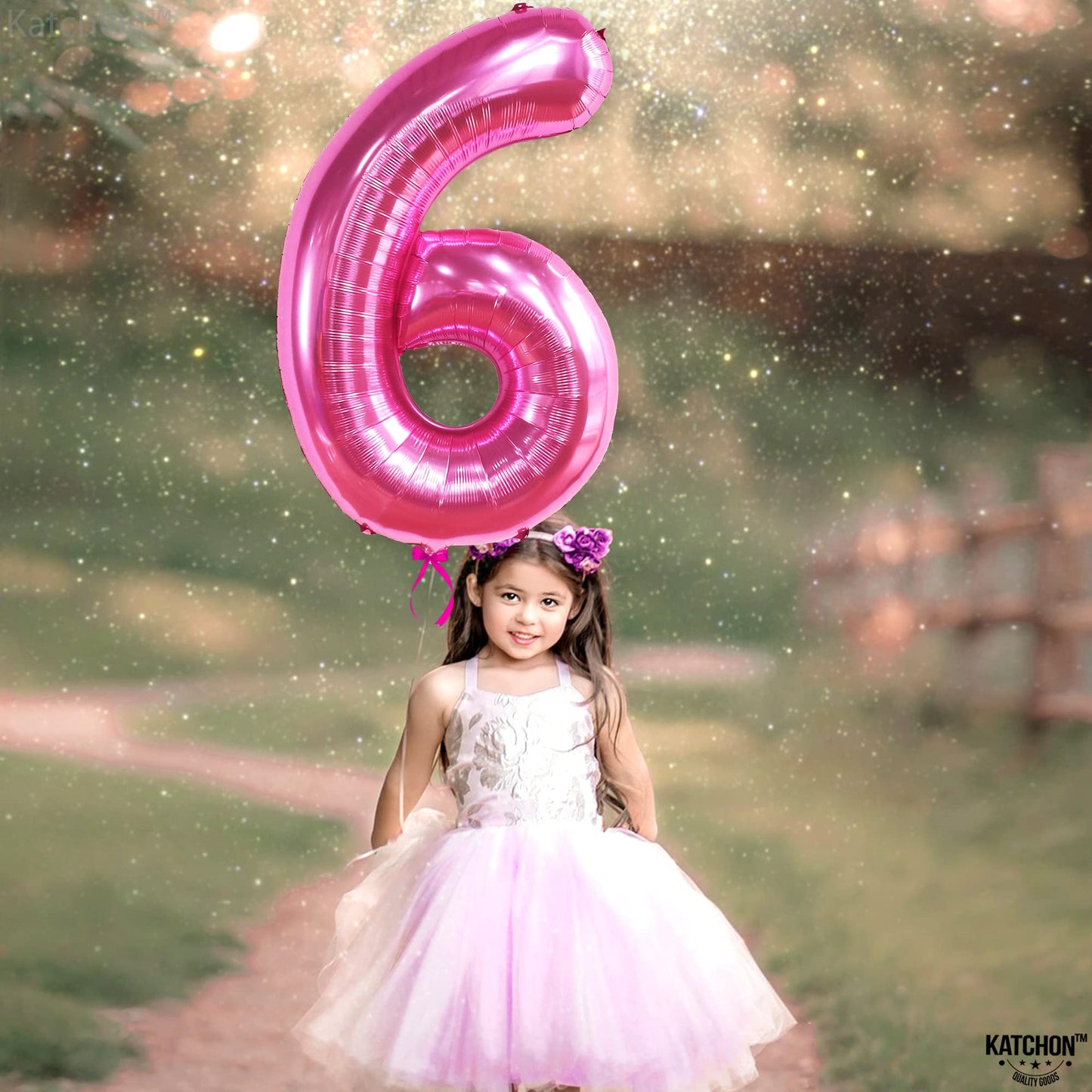 KatchOn Giant Hot Pink Number 6 Balloon - 40 Inch | 6th Birthday Decor for Girls | Pink Birthday Balloon