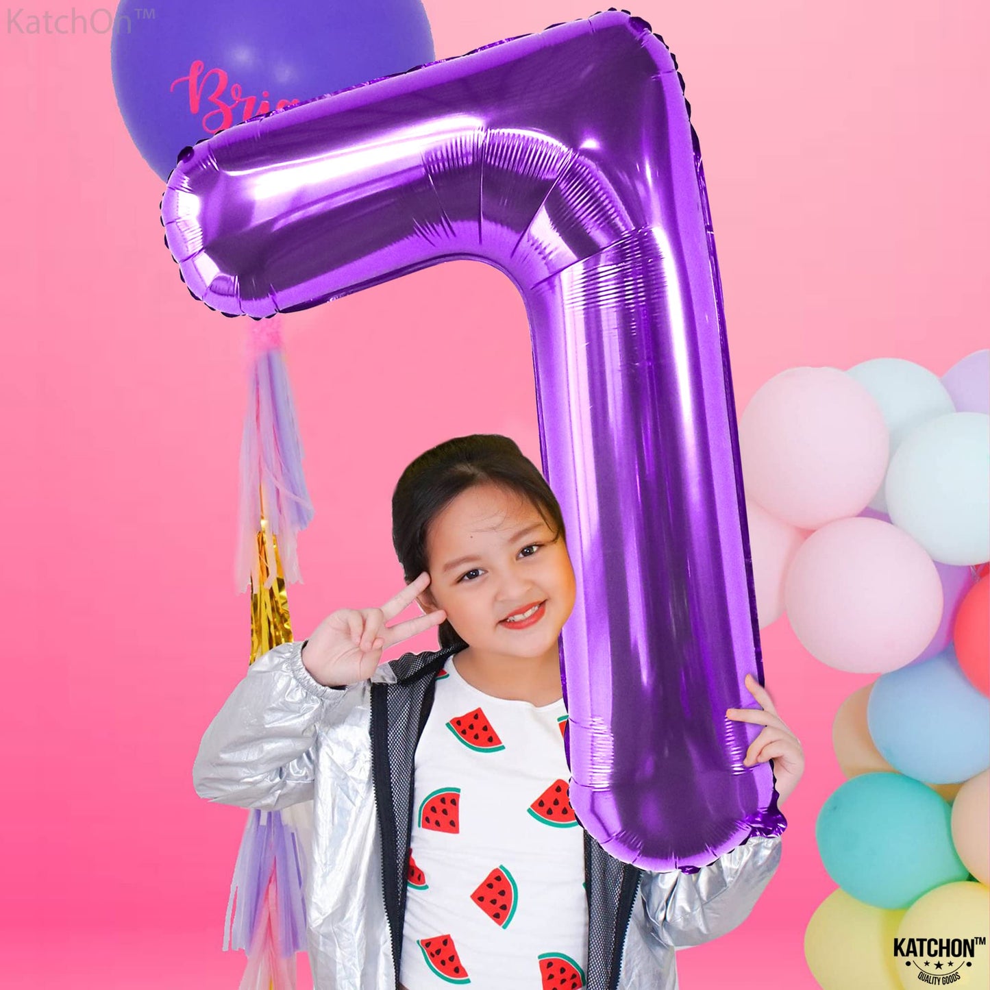 KatchOn Giant Purple Number 7 Balloon – 40 Inch | 7th Birthday Decorations