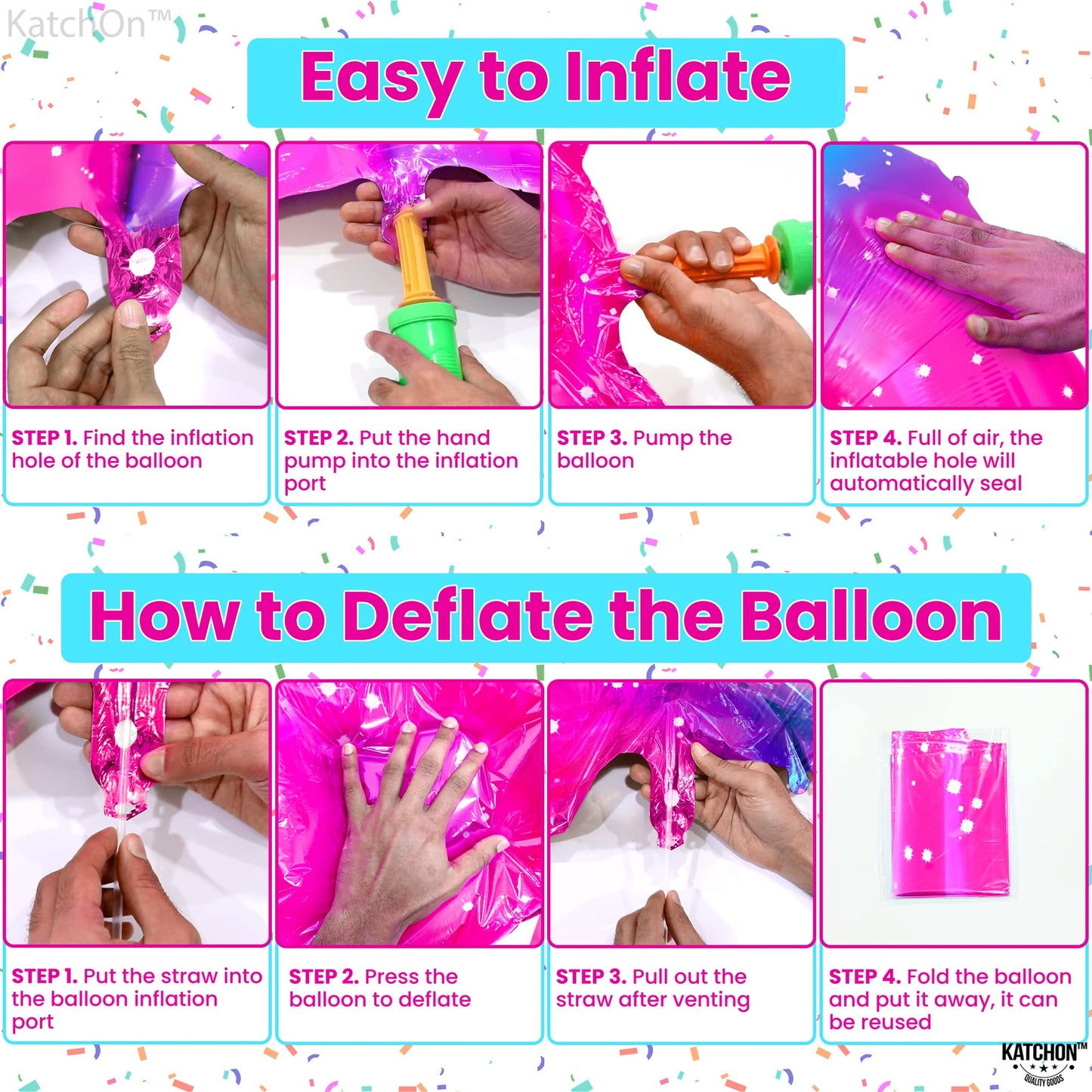 KatchOn Rainbow Number 5 Balloon – Giant 40 Inch Pink & Blue 5th Birthday Decor