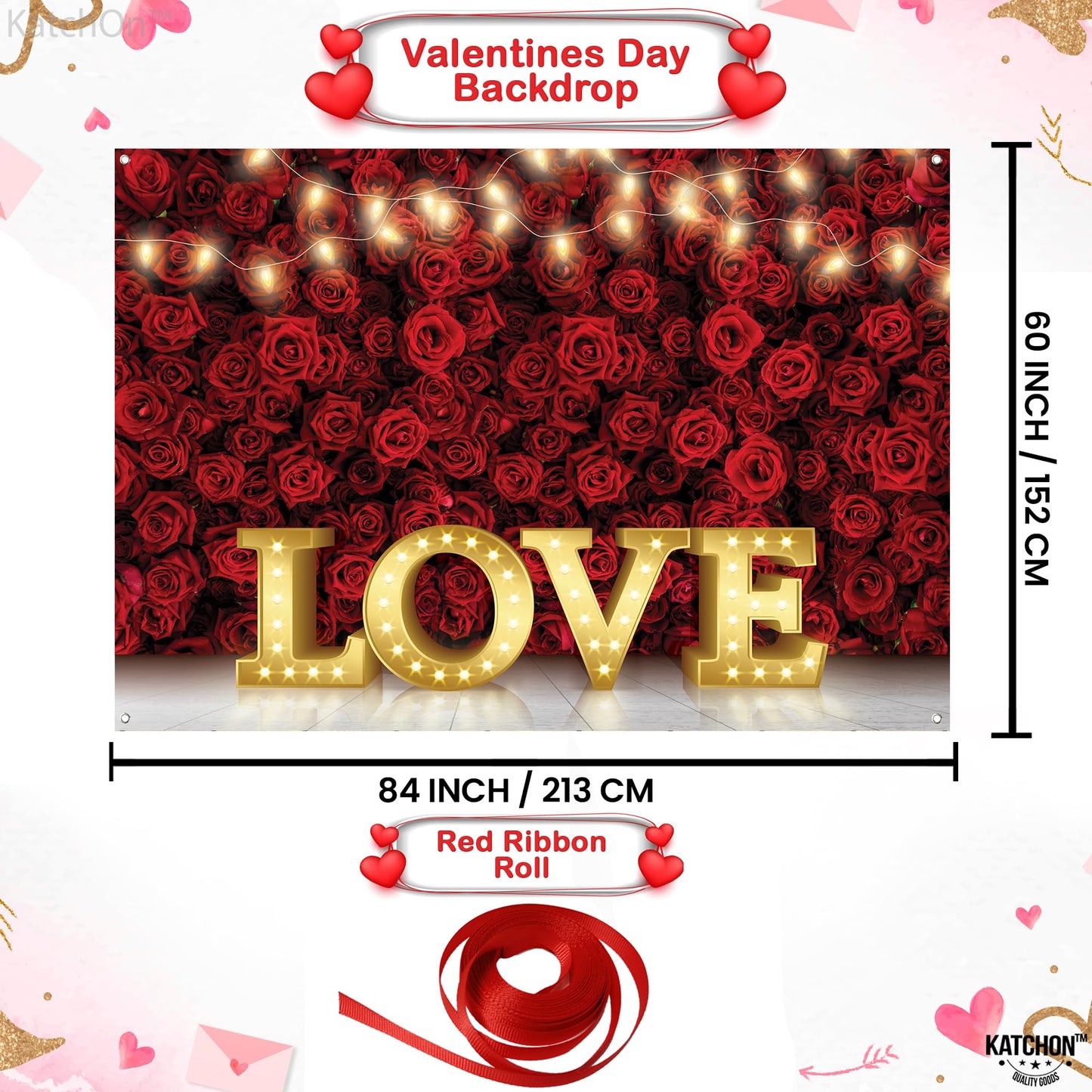 KatchOn 7x5ft Fabric Love Backdrop | Valentine Photography Backdrop