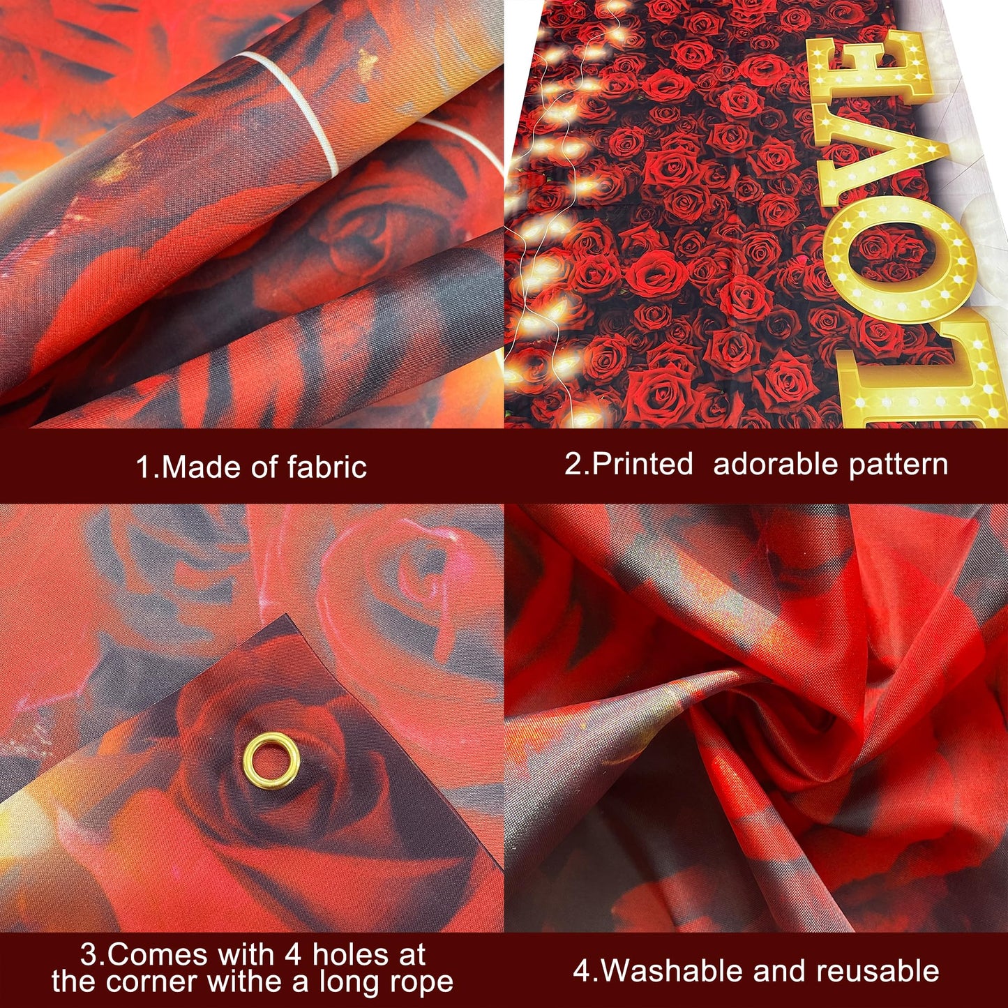 KatchOn 7x5ft Fabric Love Backdrop | Valentine Photography Backdrop