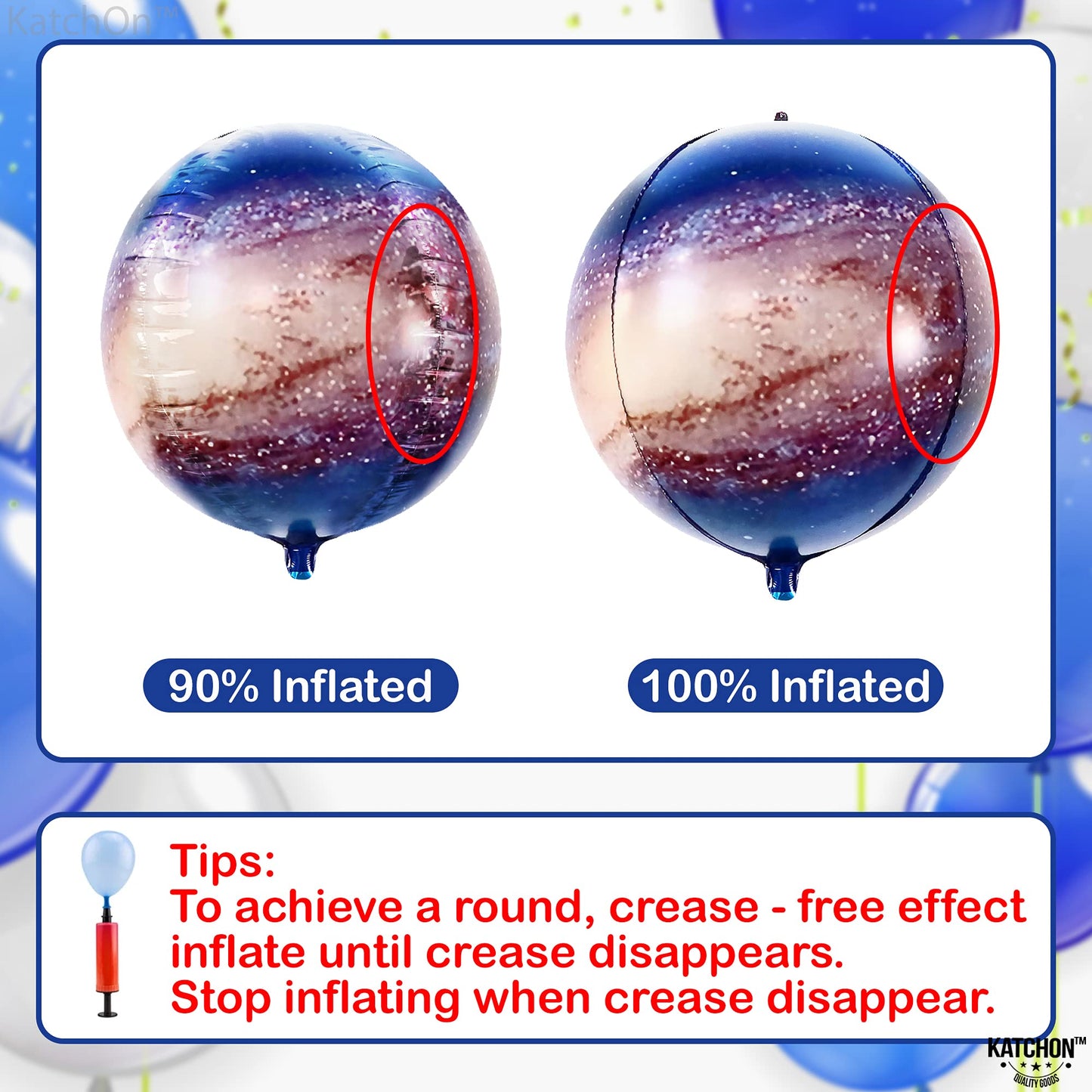 KatchOn Big Galaxy Balloons - 22 Inch, Pack of 6 | 360 Degree 4D Sphere Balloons for Space Themed Parties