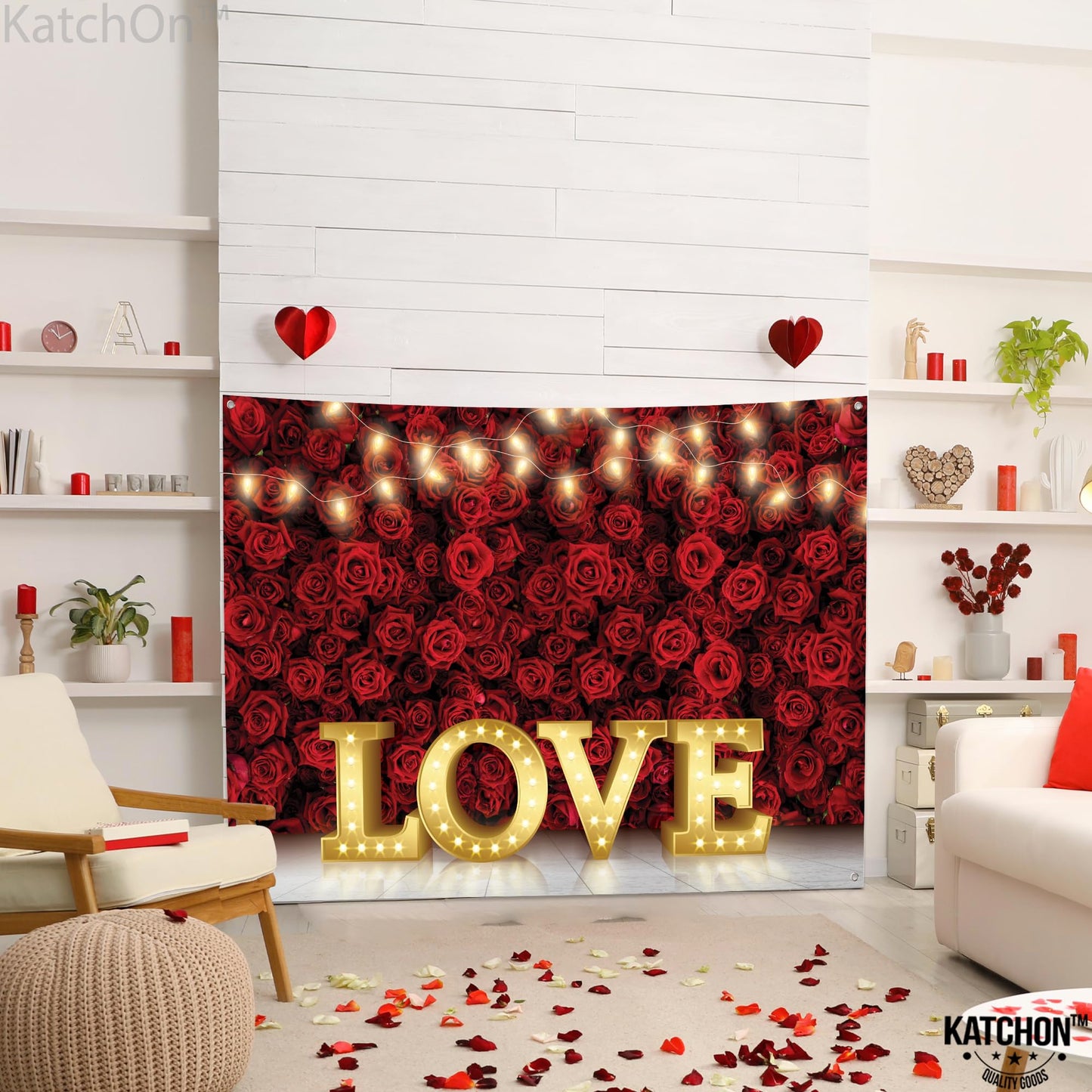 KatchOn 7x5ft Fabric Love Backdrop | Valentine Photography Backdrop
