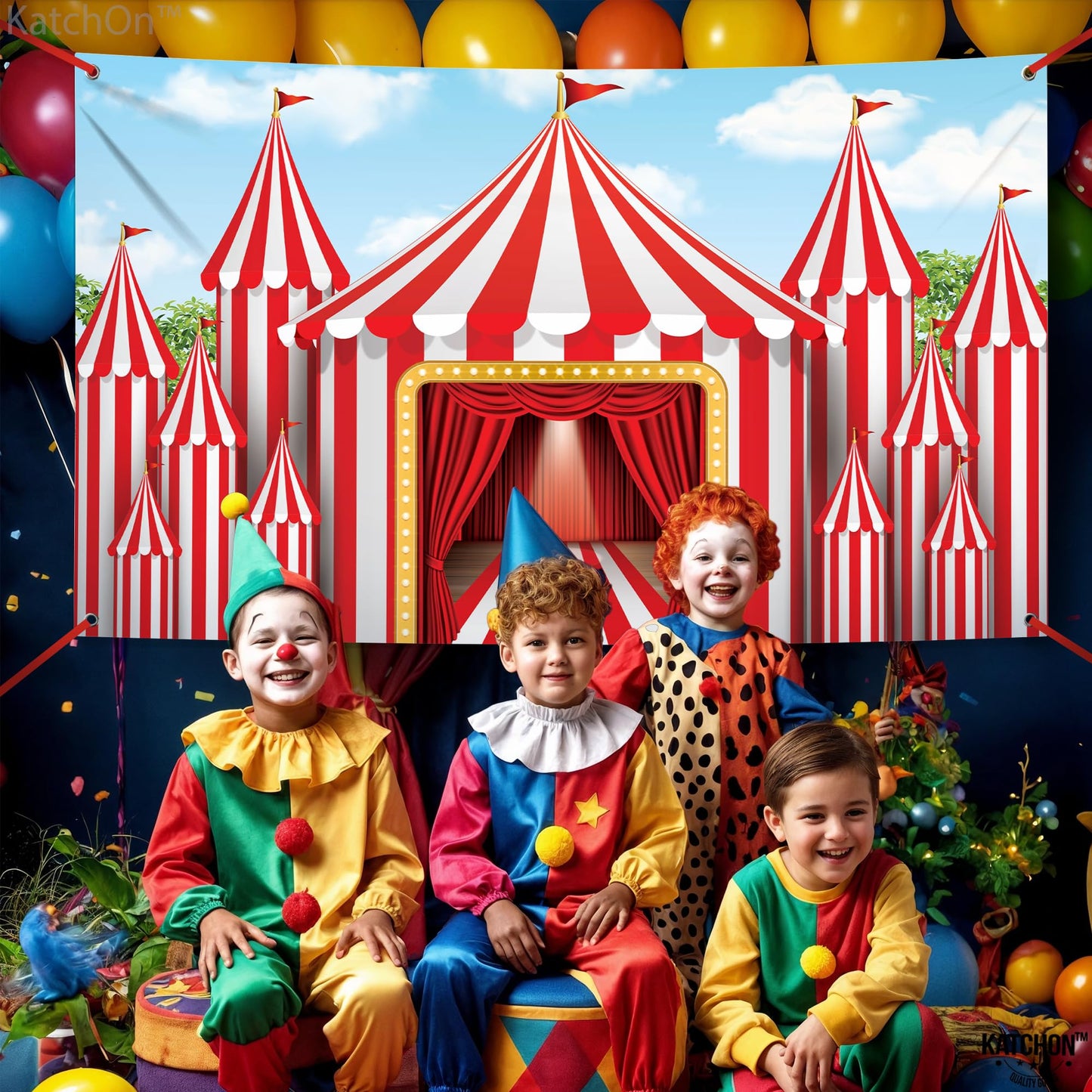 KatchOn XtraLarge Carnival Backdrop 72x44 in | Circus Theme Party Decor