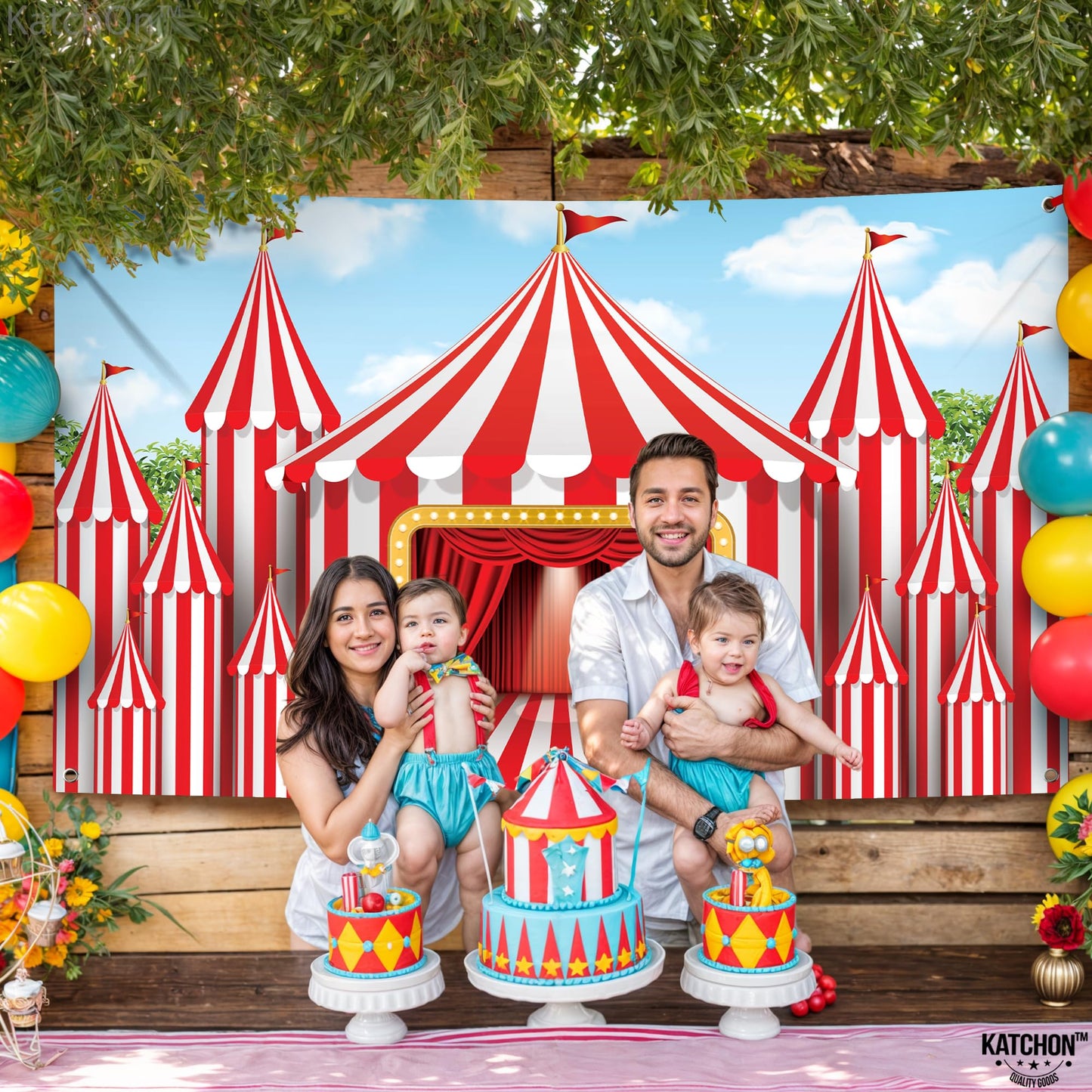 KatchOn XtraLarge Carnival Backdrop 72x44 in | Circus Theme Party Decor