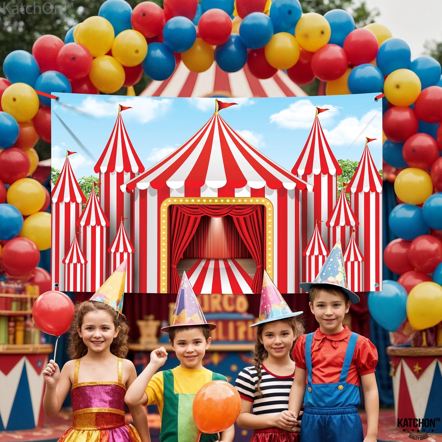 KatchOn XtraLarge Carnival Backdrop 72x44 in | Circus Theme Party Decor