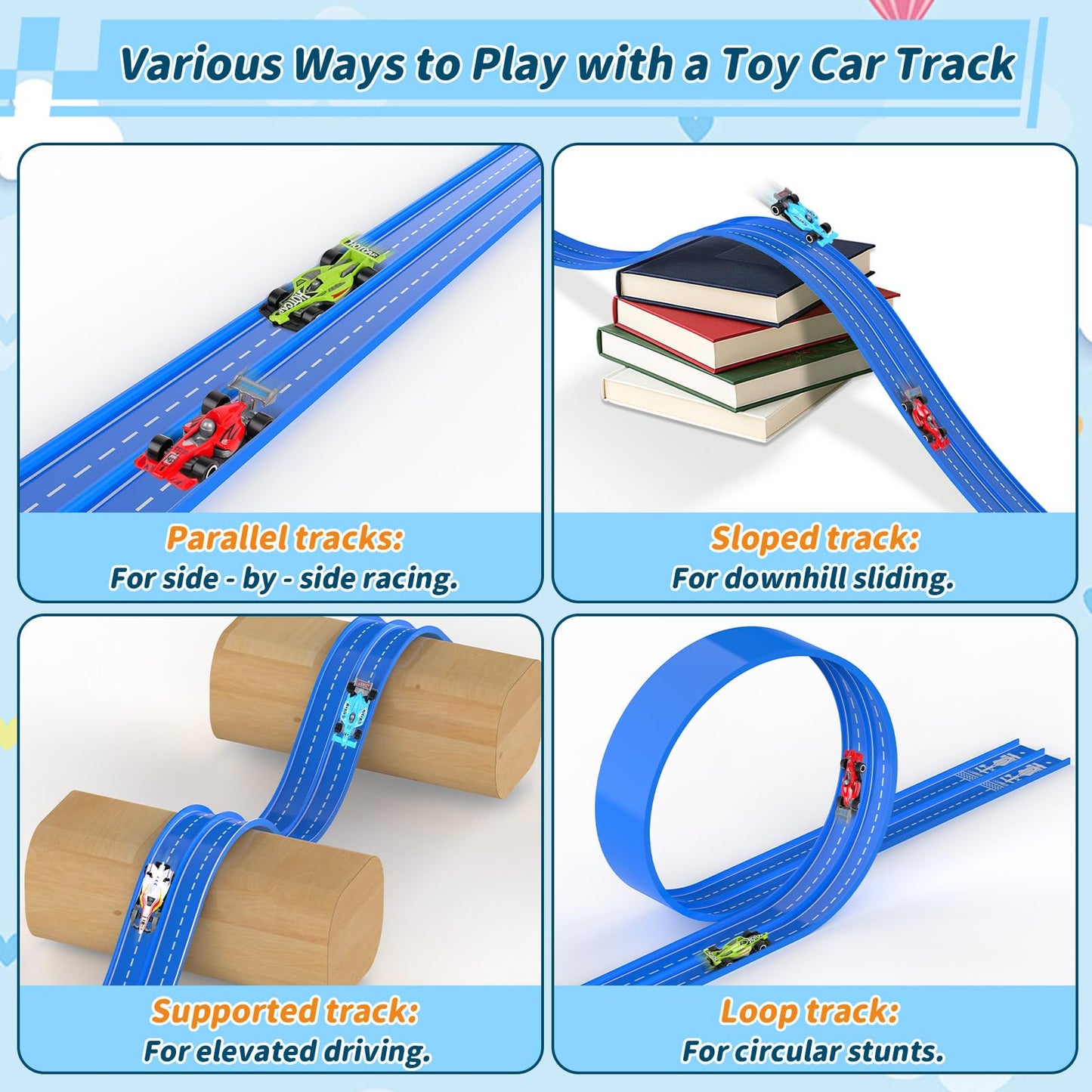 Katgogoo 20ft Flexible Race Track – Dual-Lane Slot Car Set (1/64)
