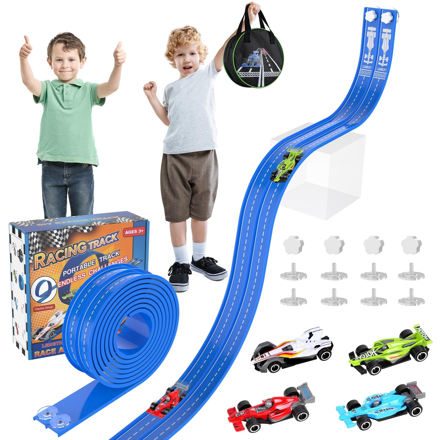 Katgogoo 20ft Flexible Race Track – Dual-Lane Slot Car Set (1/64)