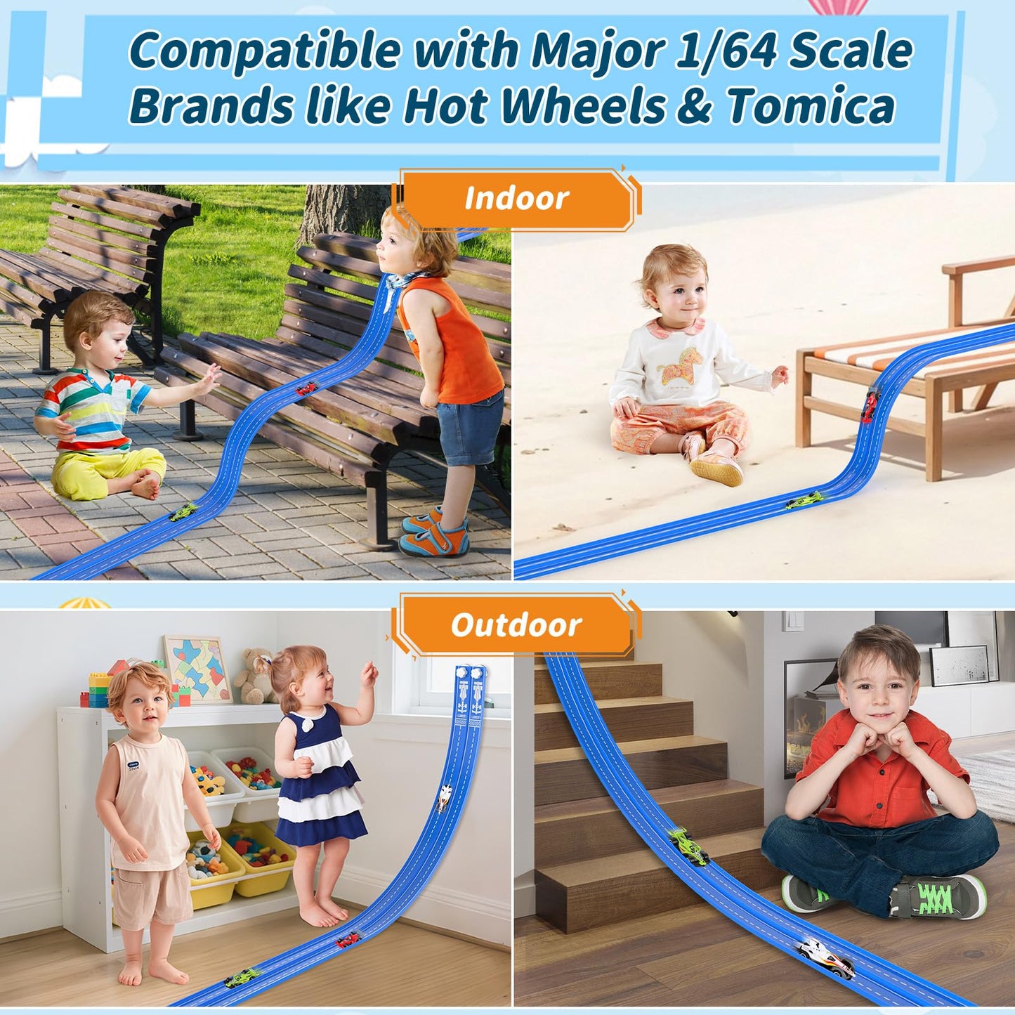 Katgogoo 20ft Flexible Race Track – Dual-Lane Slot Car Set (1/64)