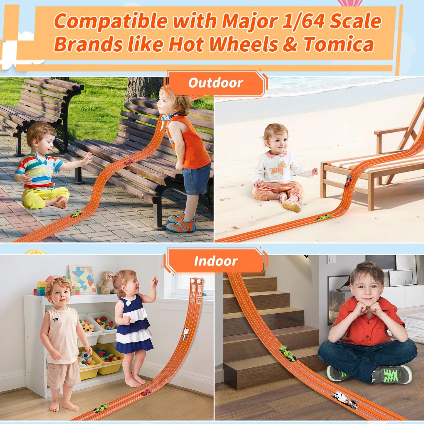 Katgogoo 20ft Flexible Race Track – Dual-Lane Slot Car Set with Suction Cups (1/64 Scale)