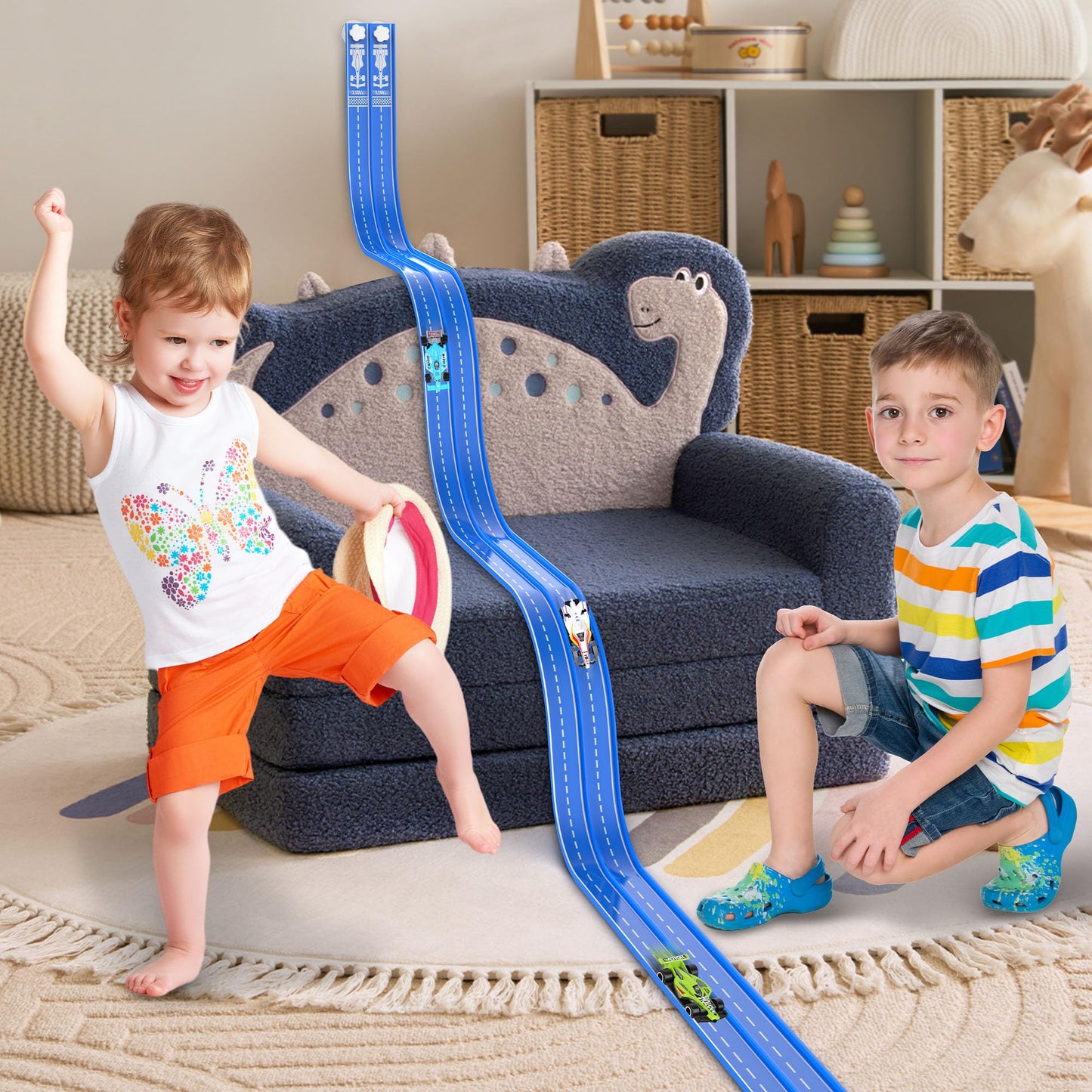 Katgogoo 20ft Flexible Race Track – Dual-Lane Slot Car Set (1/64)
