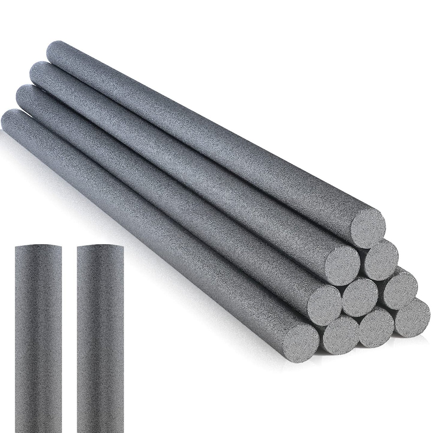 Kathfly 12 Pcs Floating Pool Noodles – Foam Tubes 1.5 x 35 Inches – Ash Black