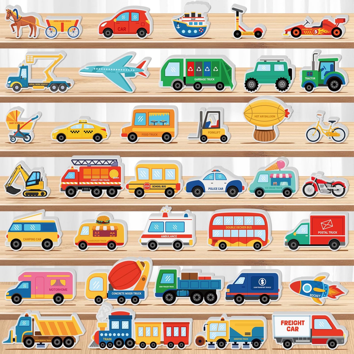 Kathfly 36-Piece Wooden Community Helpers Set | Multicultural Town Vehicles for Open-Ended Play