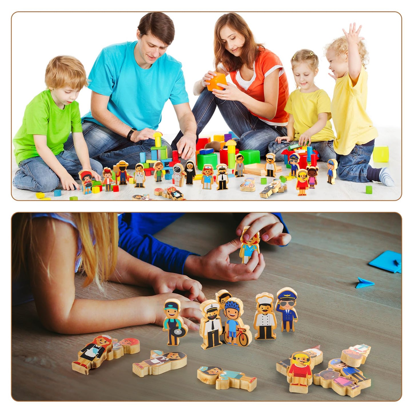 Kathfly 36 Pcs Wooden Community Helpers – Multicultural Career Figurines for Preschool