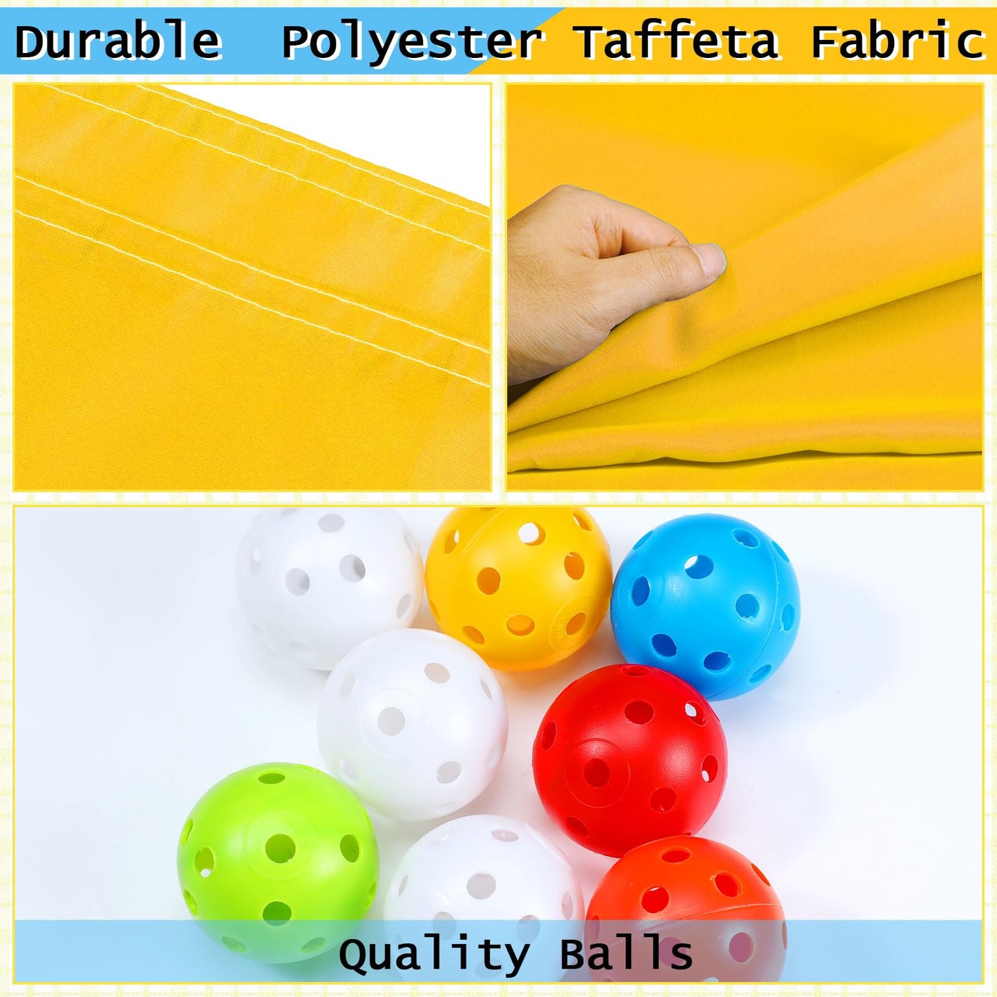 Kathfly Yellow Hole Tarp Team Building Game 98x70 in with 8 Colorful Balls