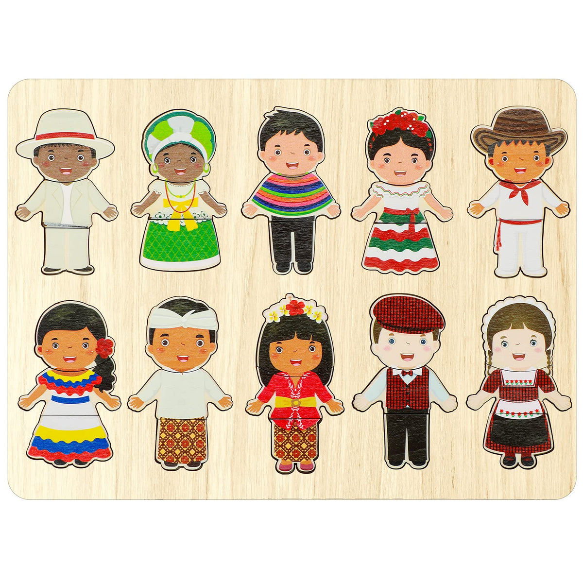 Kathfly Wooden Multicultural Doll Puzzles – Interchangeable Dress Up Diversity