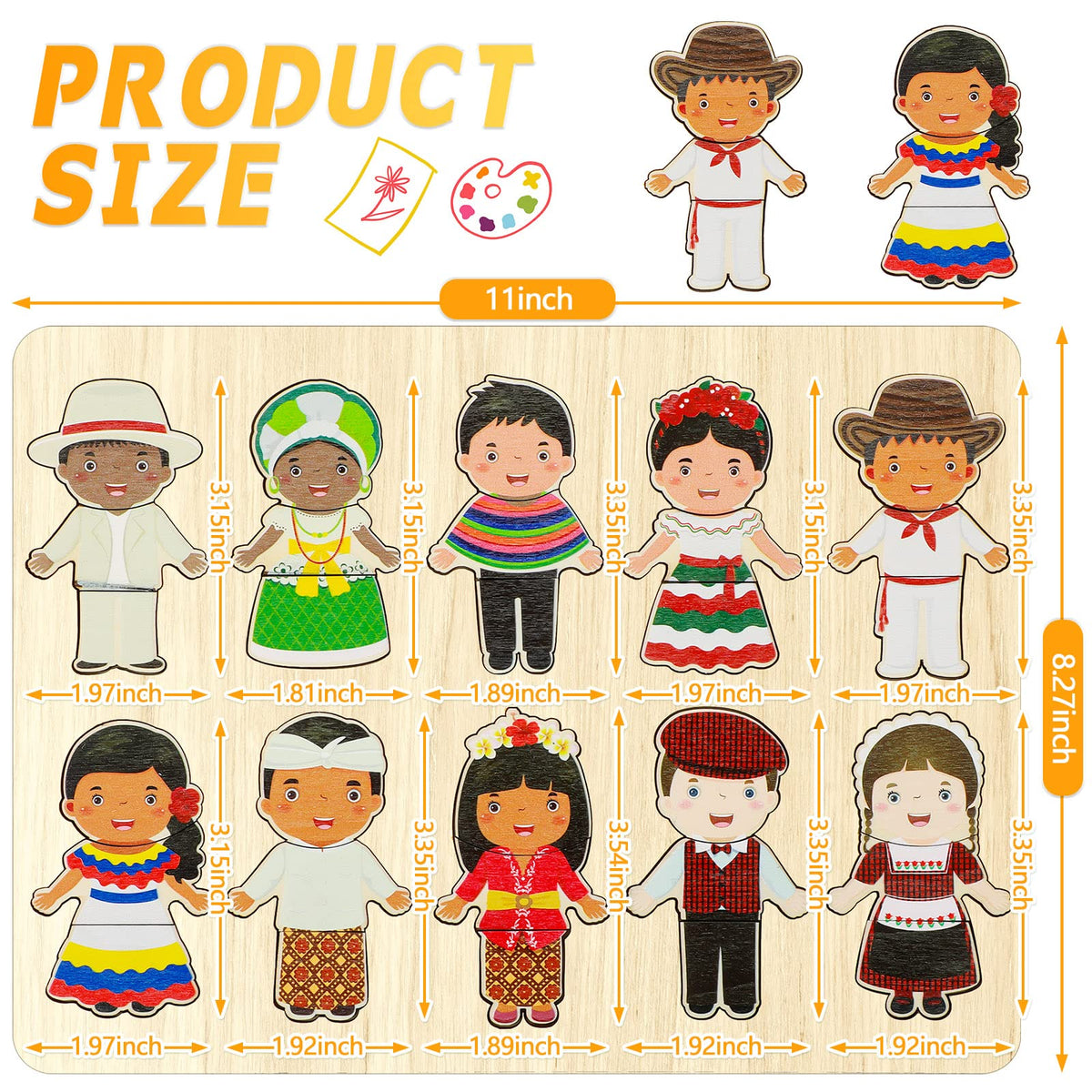 Kathfly Wooden Multicultural Doll Puzzles – Interchangeable Dress Up Diversity