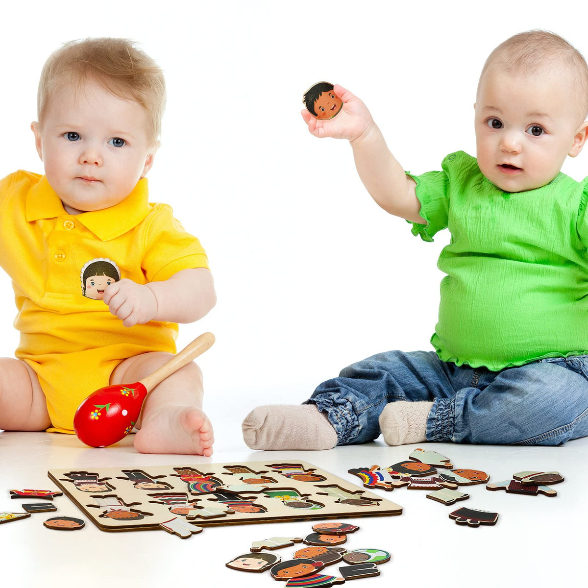Kathfly Wooden Multicultural Doll Puzzles – Interchangeable Dress Up Diversity